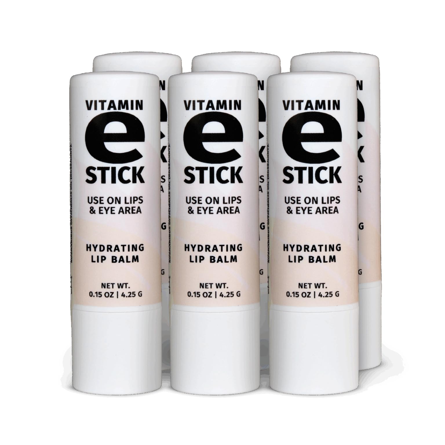 Reviva Labs Vitamin E Stick – Hydrating Lip Balm for Lips & Under-Eye Care | Beeswax, Shea Butter & Allantoin | Pack of 6