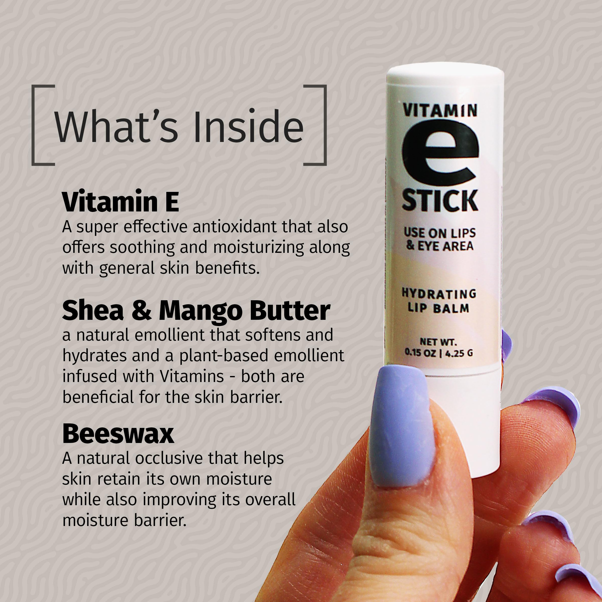 Reviva Labs Vitamin E Stick – Hydrating Lip Balm for Lips & Under-Eye Care | Beeswax, Shea Butter & Allantoin | Pack of 6