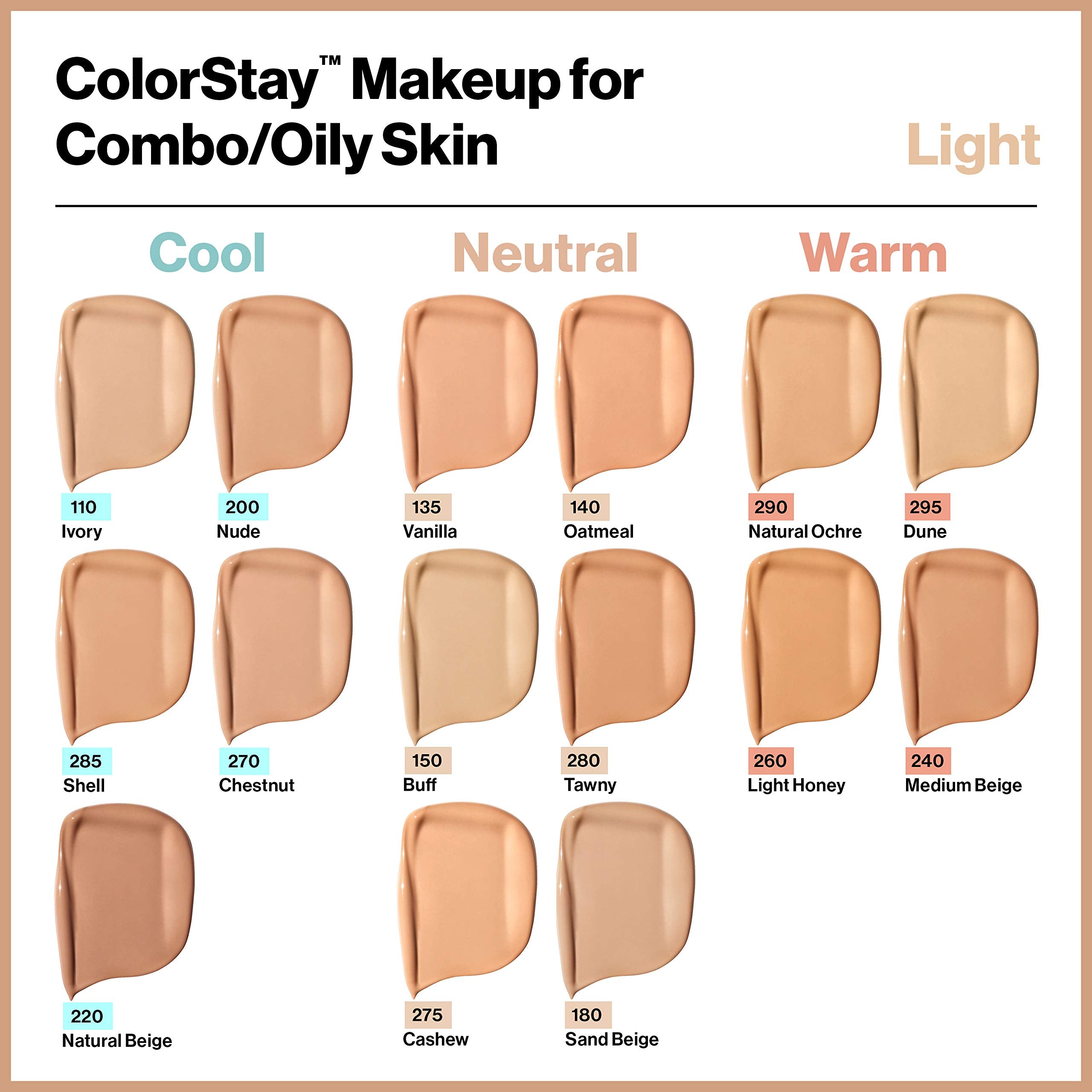 Revlon ColorStay Liquid Foundation for Combination & Oily Skin – SPF 15, Walnut 500, 1 oz | Longwear Matte Finish