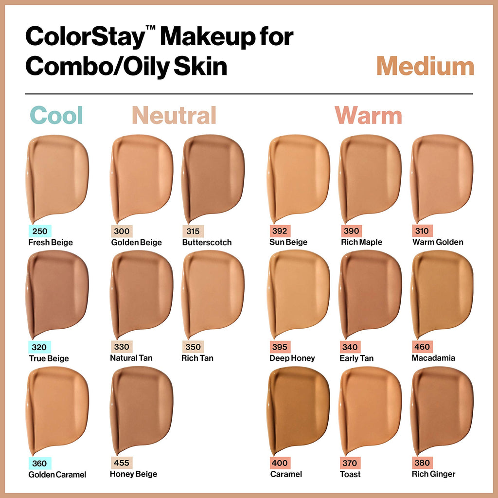 Revlon ColorStay Liquid Foundation for Combination & Oily Skin – SPF 15, Walnut 500, 1 oz | Longwear Matte Finish
