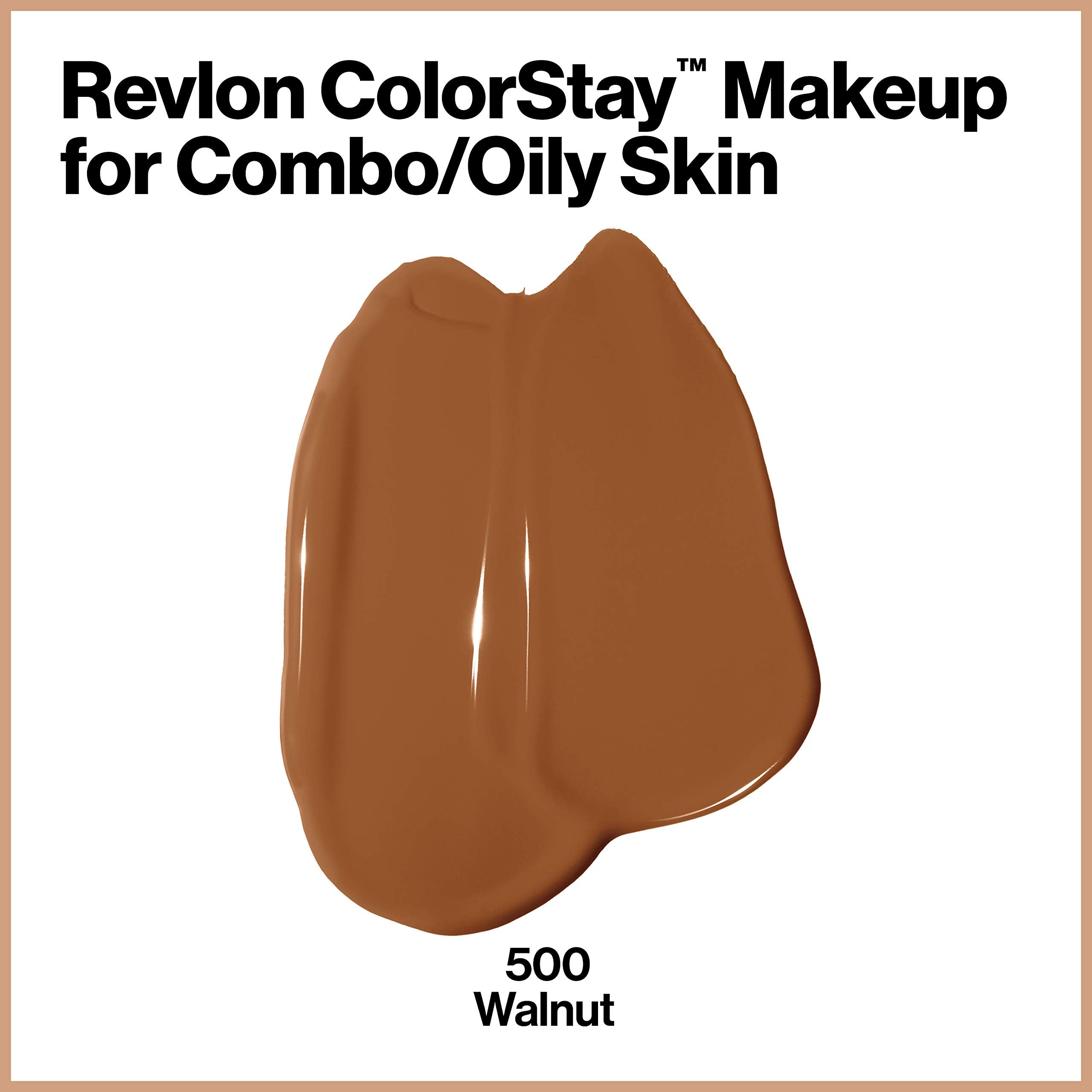 Revlon ColorStay Liquid Foundation for Combination & Oily Skin – SPF 15, Walnut 500, 1 oz | Longwear Matte Finish