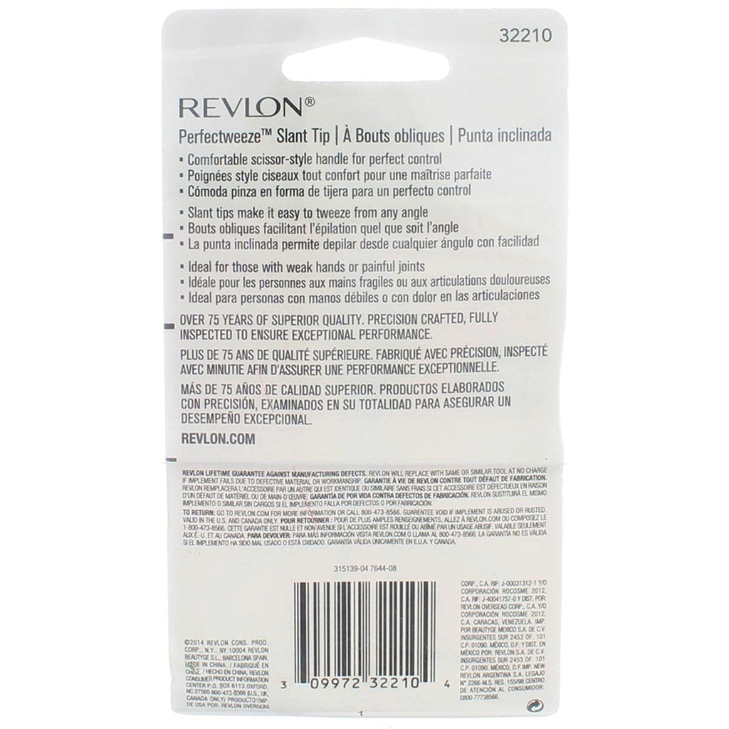 Revlon Perfectweeze Tweezer, Slant Tip – Pack of 3 | Precise, Comfortable Grooming