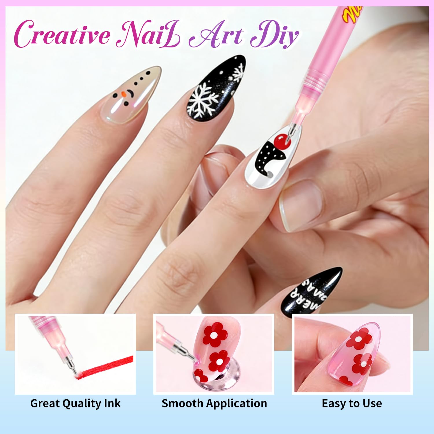 RFENLY 12-Color Nail Art Pens Set – 0.5mm Precision Tip for DIY Nail Design