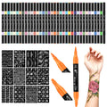 RFENLY Temporary Tattoos Markers – 36 Colors, 612 Stencils, Dual-End Pens