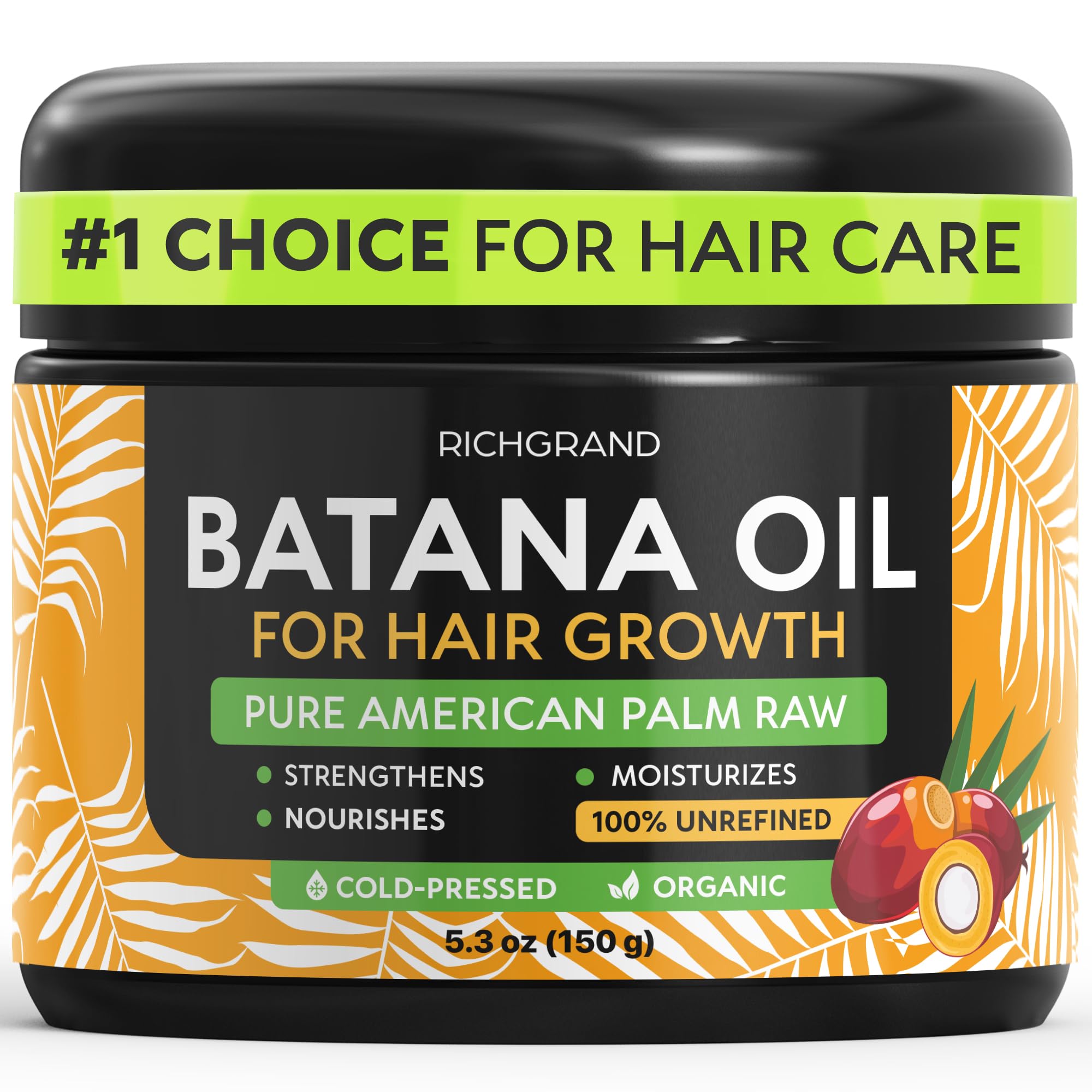 RICHGRAND Batana Oil – 100% Raw Unrefined Batana Butter for Hair & Skin (5.3 oz)