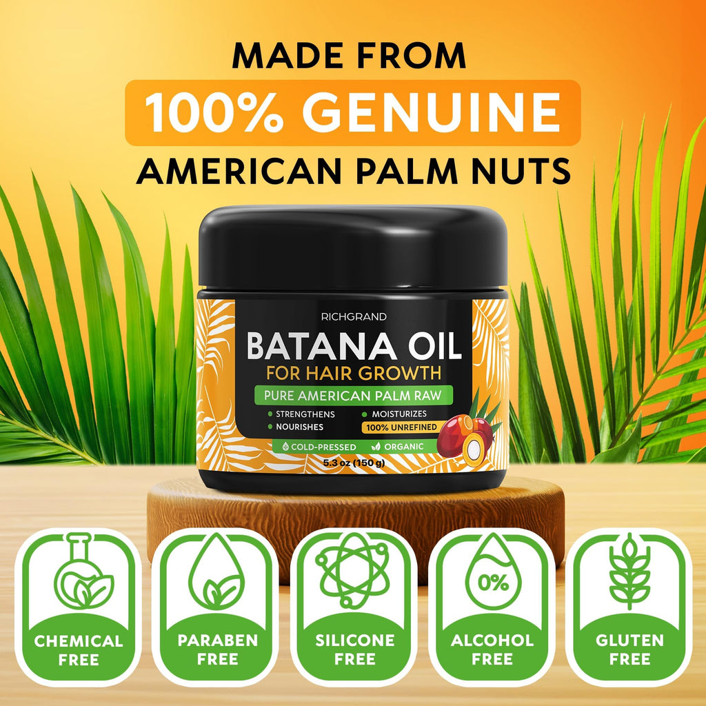 RICHGRAND Batana Oil – 100% Raw Unrefined Batana Butter for Hair & Skin (5.3 oz)