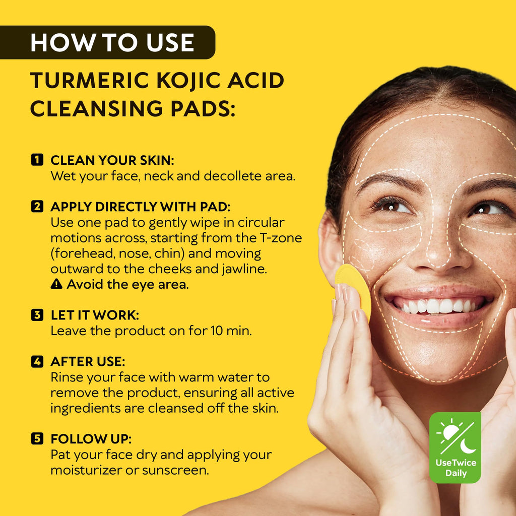 RichGrand Turmeric Kojic Cleansing Pads – Foaming Face Wash with Vitamin C & Lemon