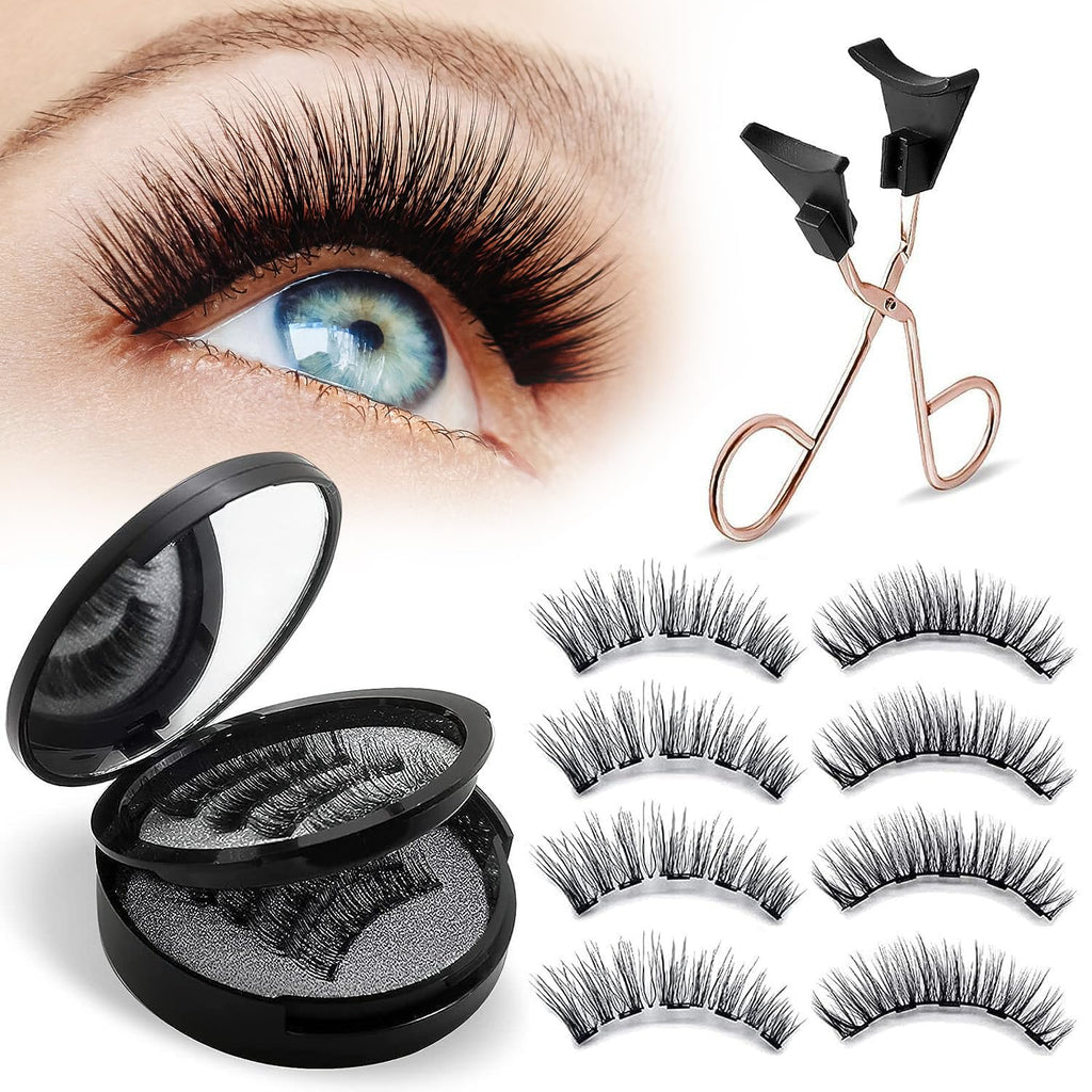 Richie House Magnetic Eyelashes - No Glue, 3D Magnetic Design, Waterproof (4 Pairs)