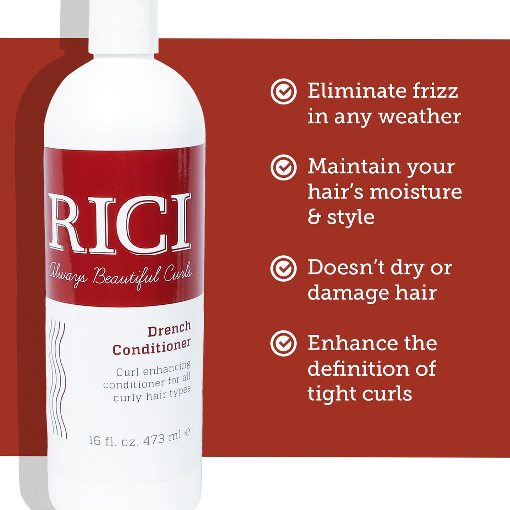 RICI 16oz Drench Conditioner for Curly Hair – Frizz Control, Hydration & Curl Enhancement | Made in USA