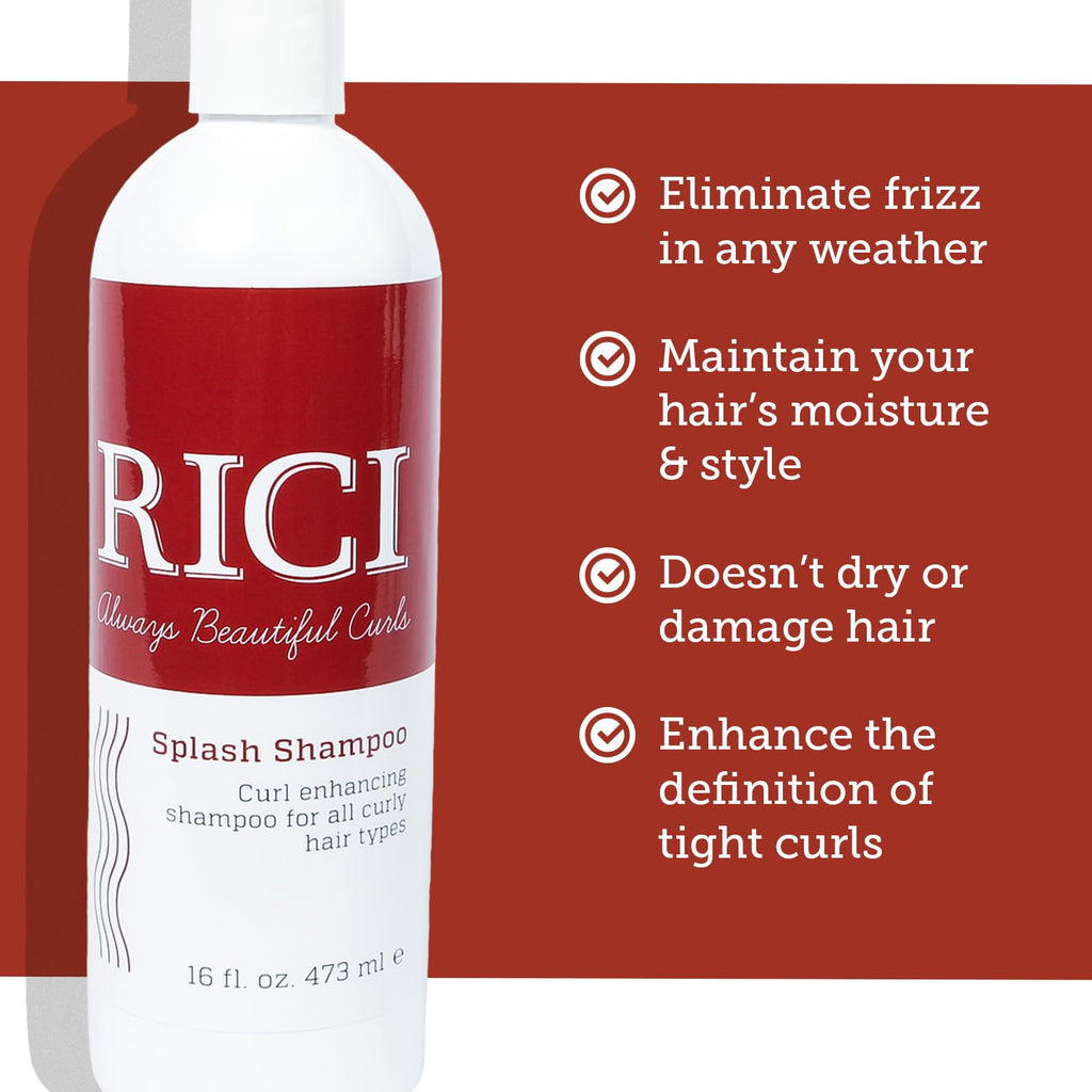 RICI Splash Shampoo for Curly Hair – Hydrates & Frizz Control | 16 oz | Made in USA
