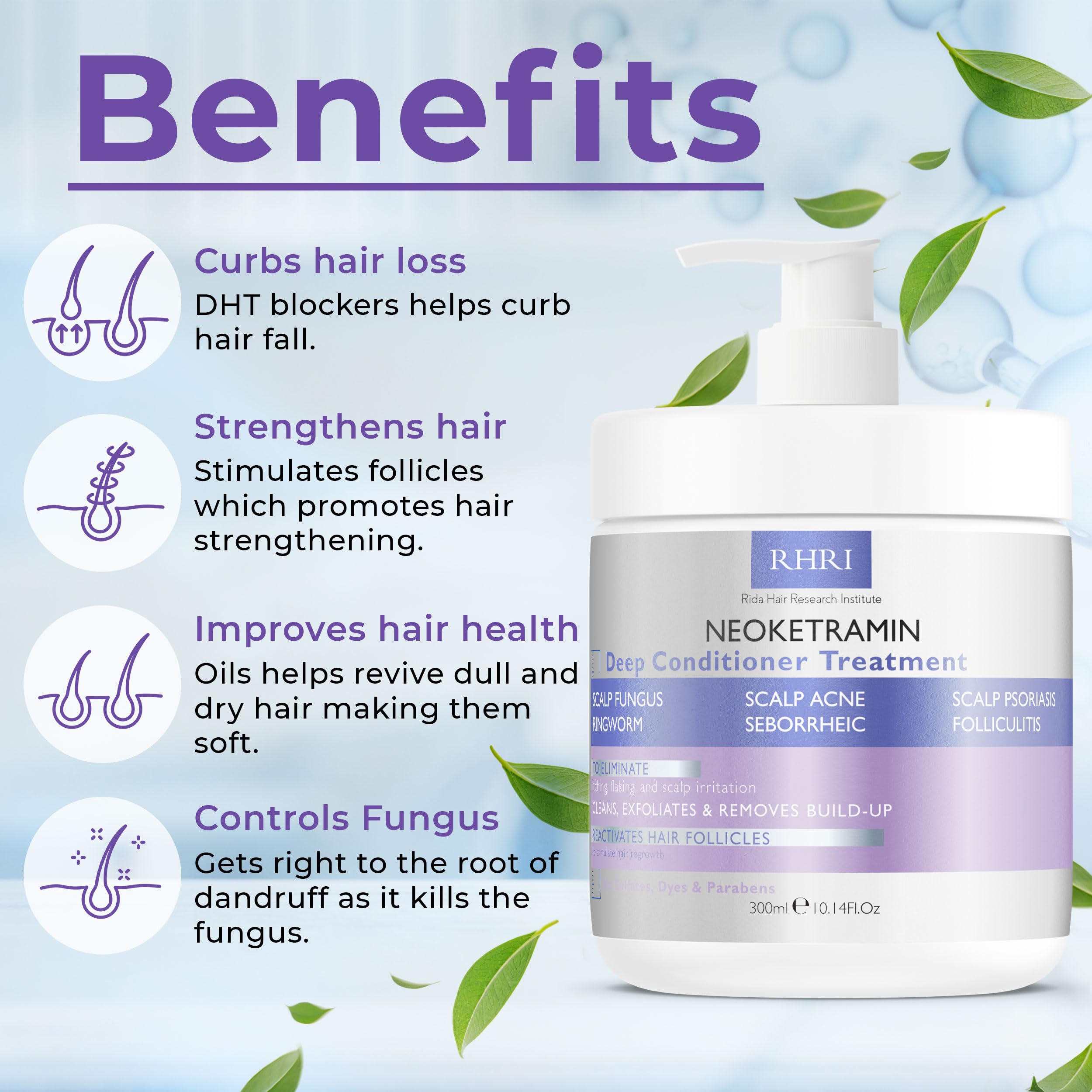 Rida Hair Research Institute Anti Fungal Deep Conditioner – Scalp Care for Psoriasis, Dandruff & Dry Scalp