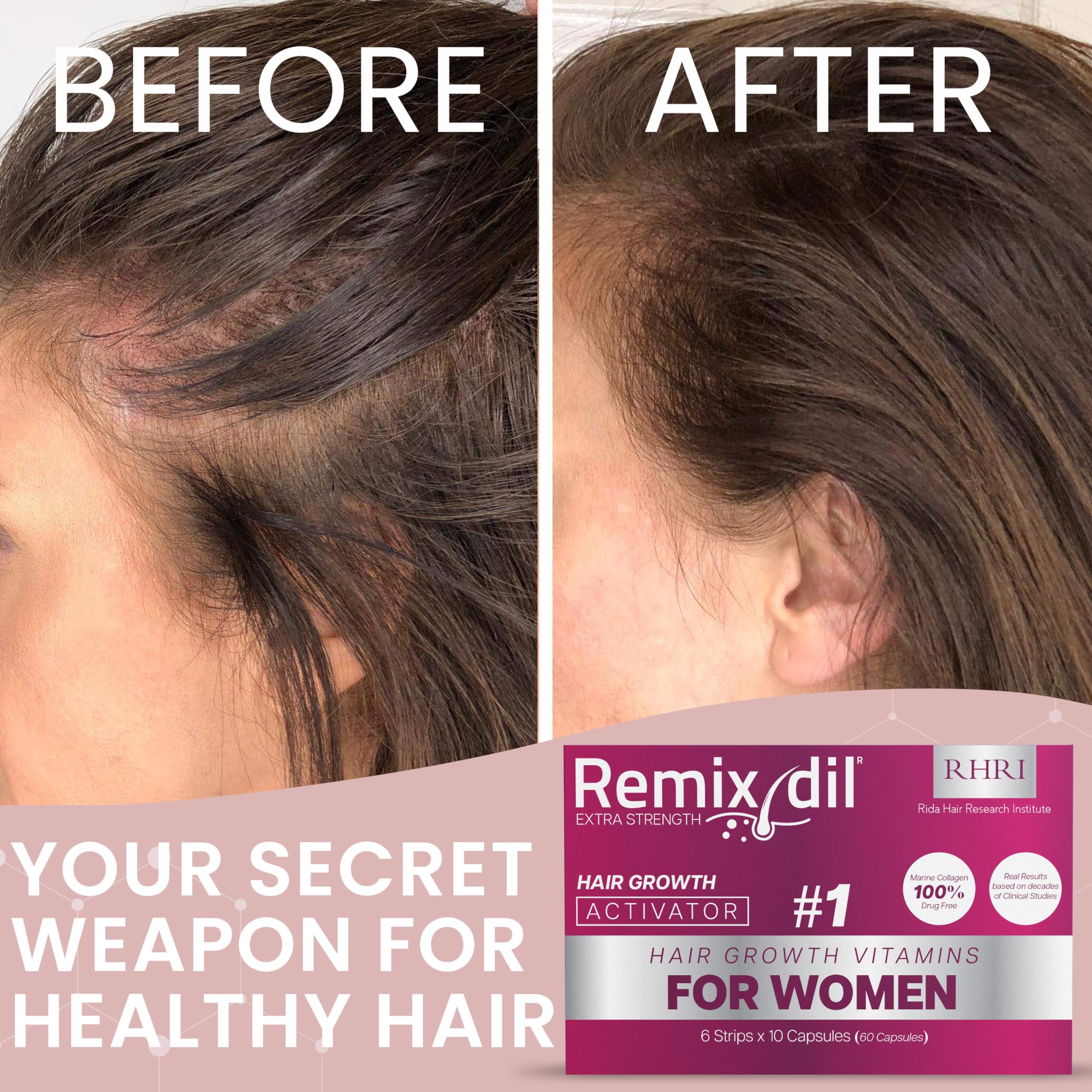 Hair Growth Vitamins for Women | Rida Hair Research Institute | 60 Capsules