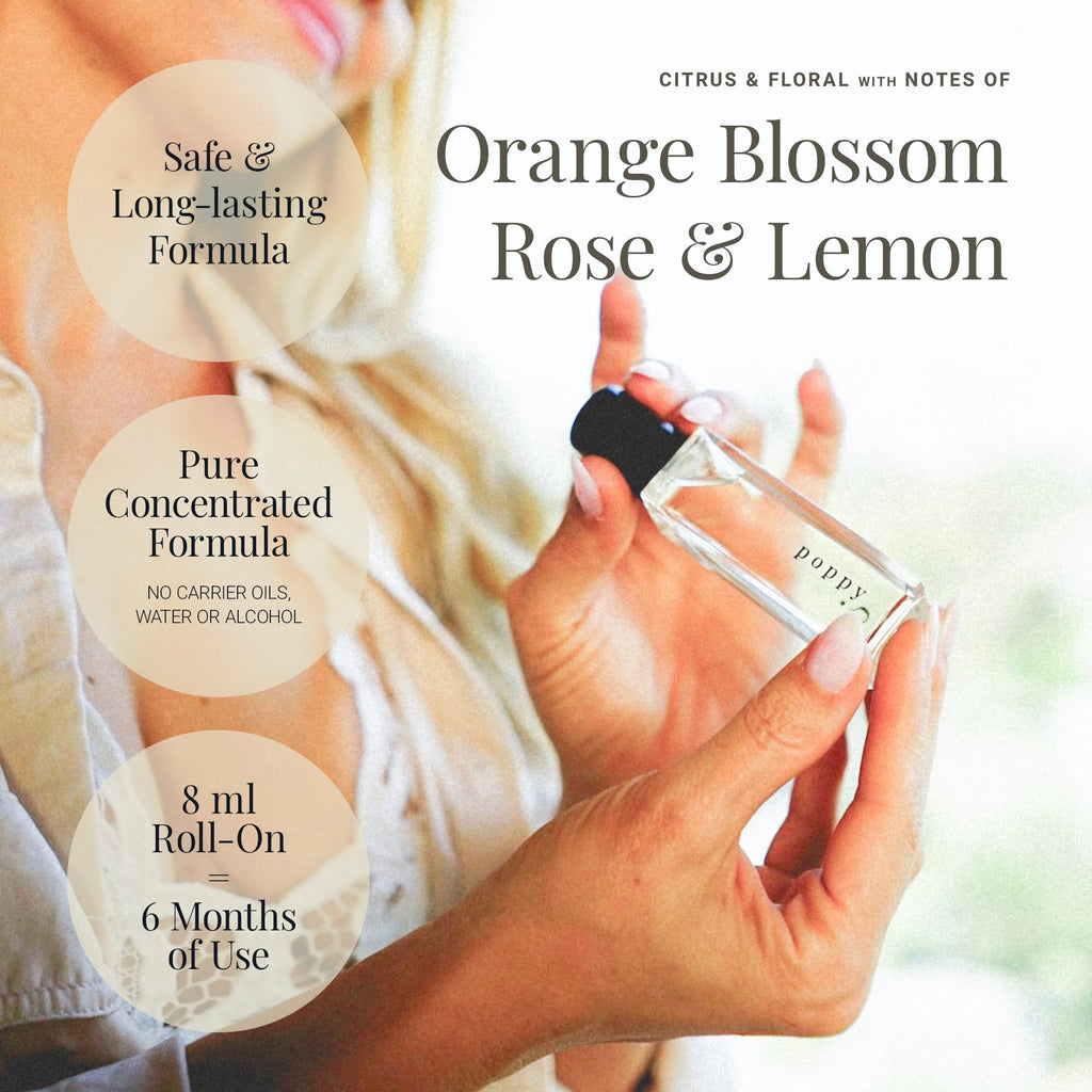 Riddle Oil Poppy Roll-On Fragrance – Orange Blossom, Lemon, Rose & Ylang Ylang