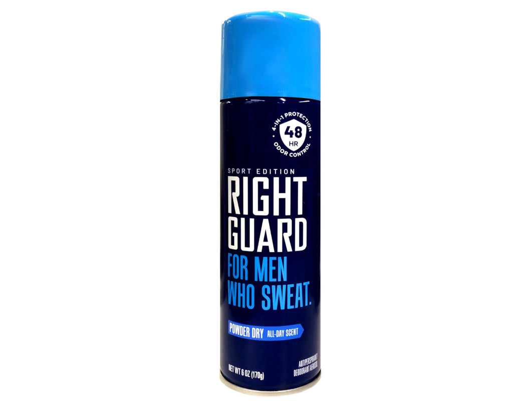 Right Guard Aerosol Sport Powder Dry 6 oz – Pack of 8, 4-in-1 Protection & 48-Hour Odor Control