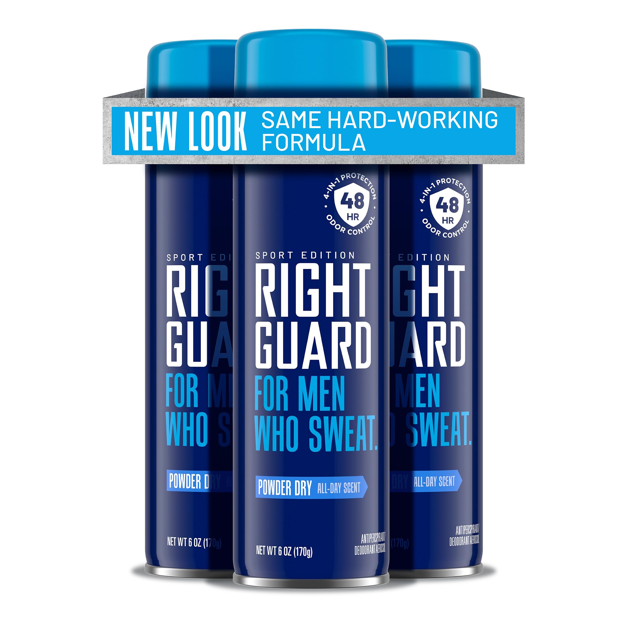Right Guard Sport Powder Dry Scent 4-in-1 Antiperspirant & Deodorant Spray – 6oz, 3 Pack