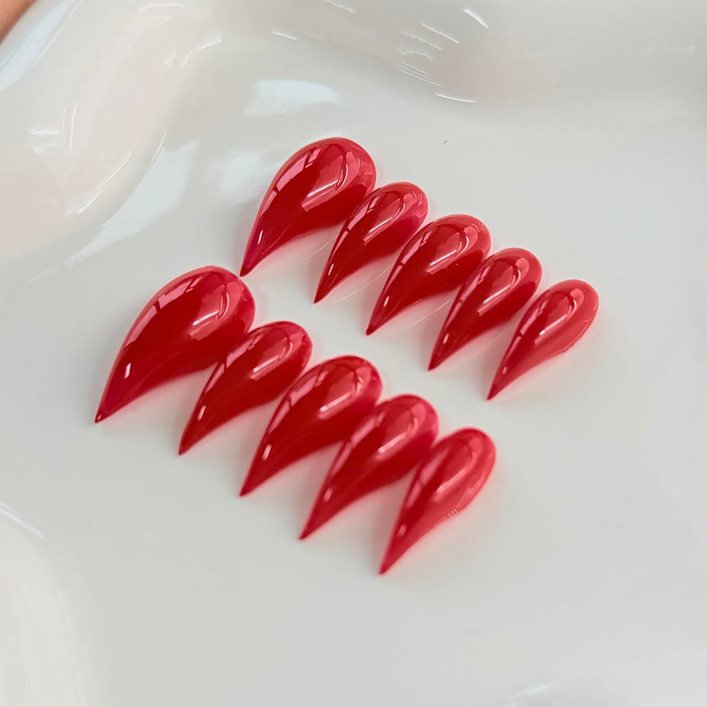 RIICFDD 10 Pcs Christmas Press on Nails – Red Curved Stiletto Eagle Claw False Nails