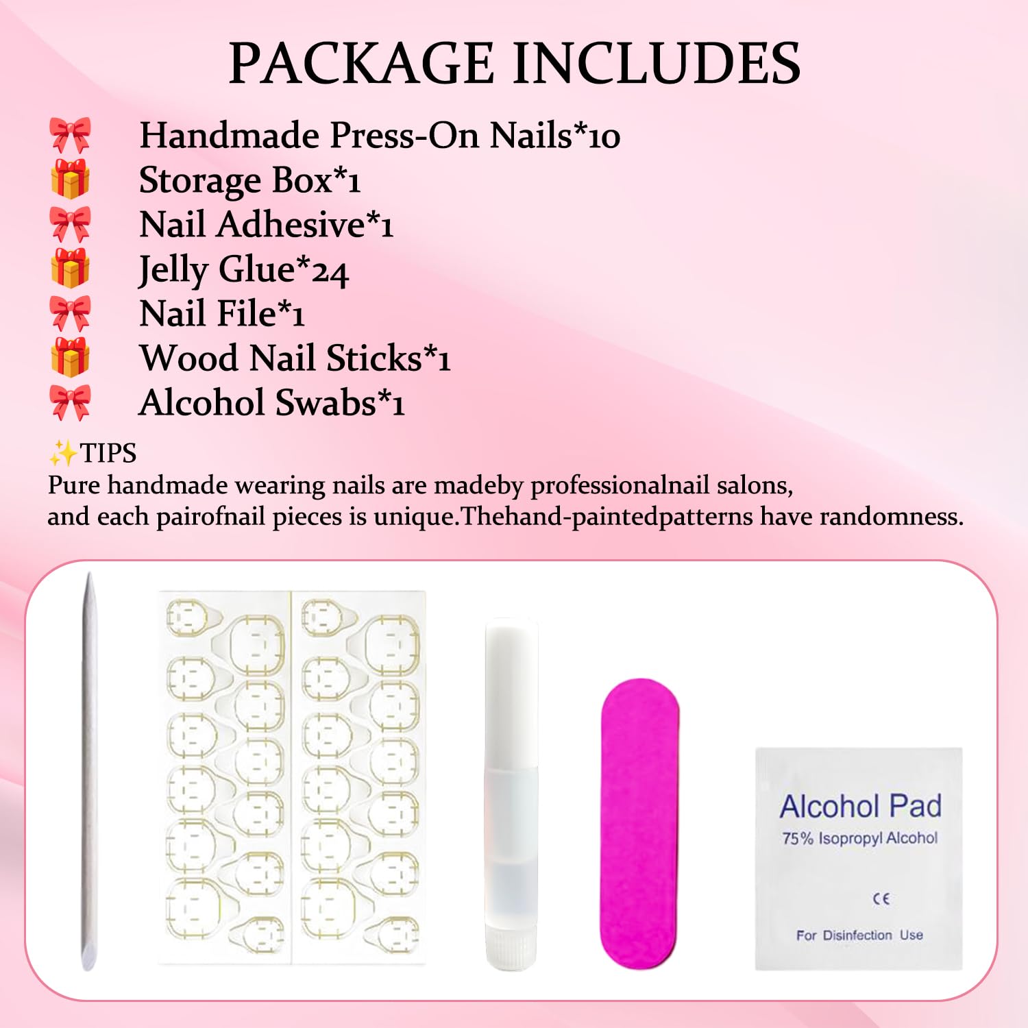 RIICFDD 10 Pcs Duck Press-On Nails with Glue – Medium Thick Acrylic, 3D Flower & Nude Pink Full-Cover Nails