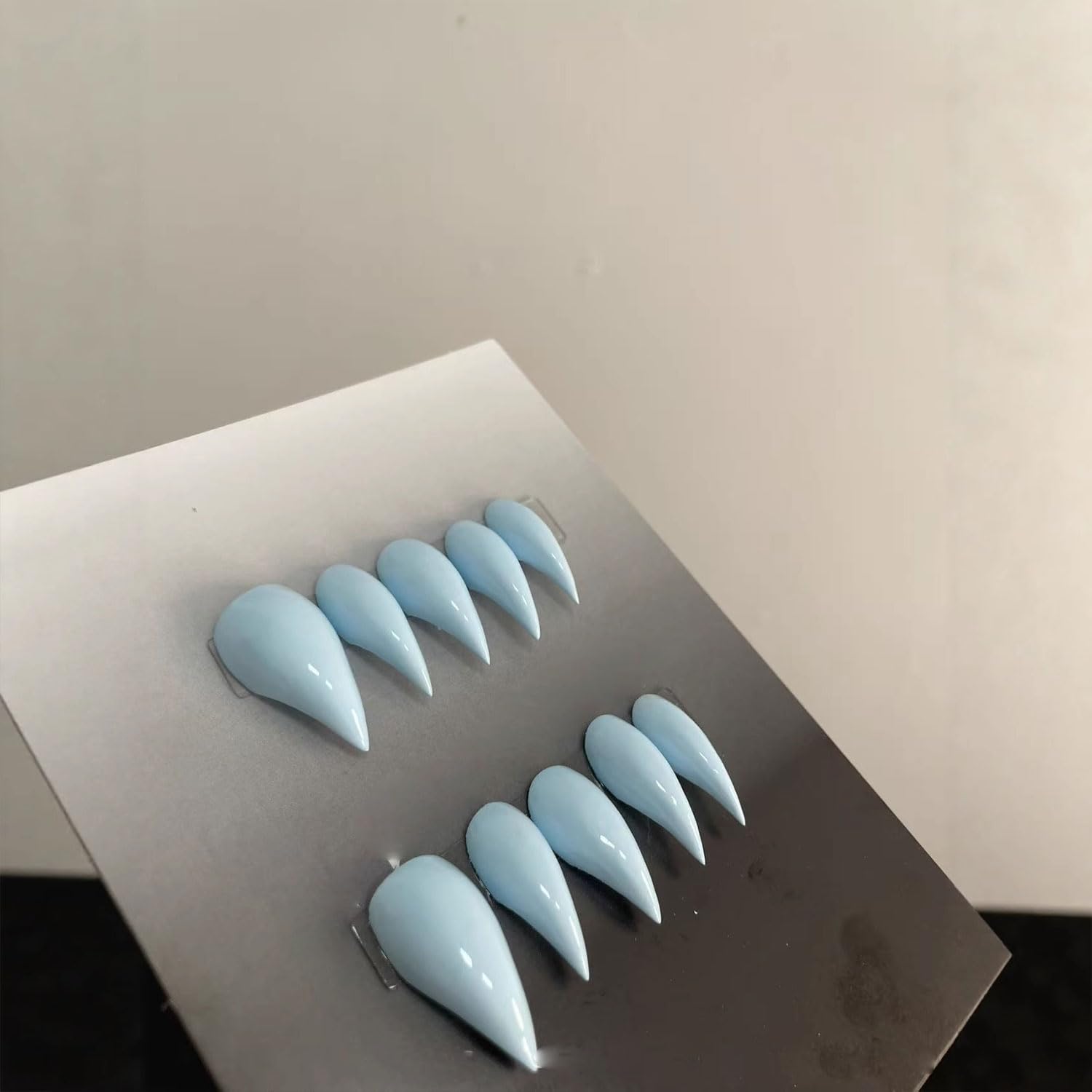 RIICFDD Press On Nails – Medium Blue Stiletto Eagle Claw, Reusable Thick Acrylic Kit