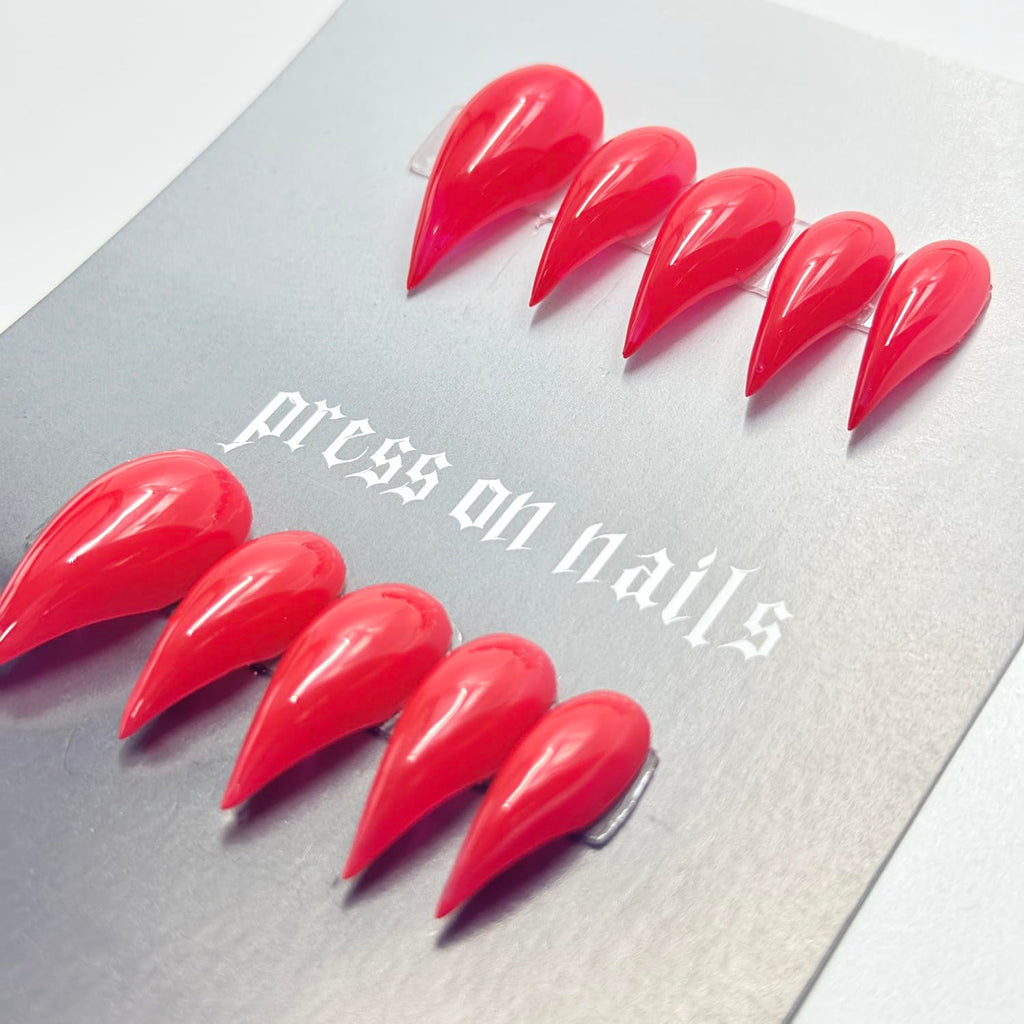 RIICFDD 10 Pcs Christmas Press on Nails – Red Curved Stiletto Eagle Claw False Nails