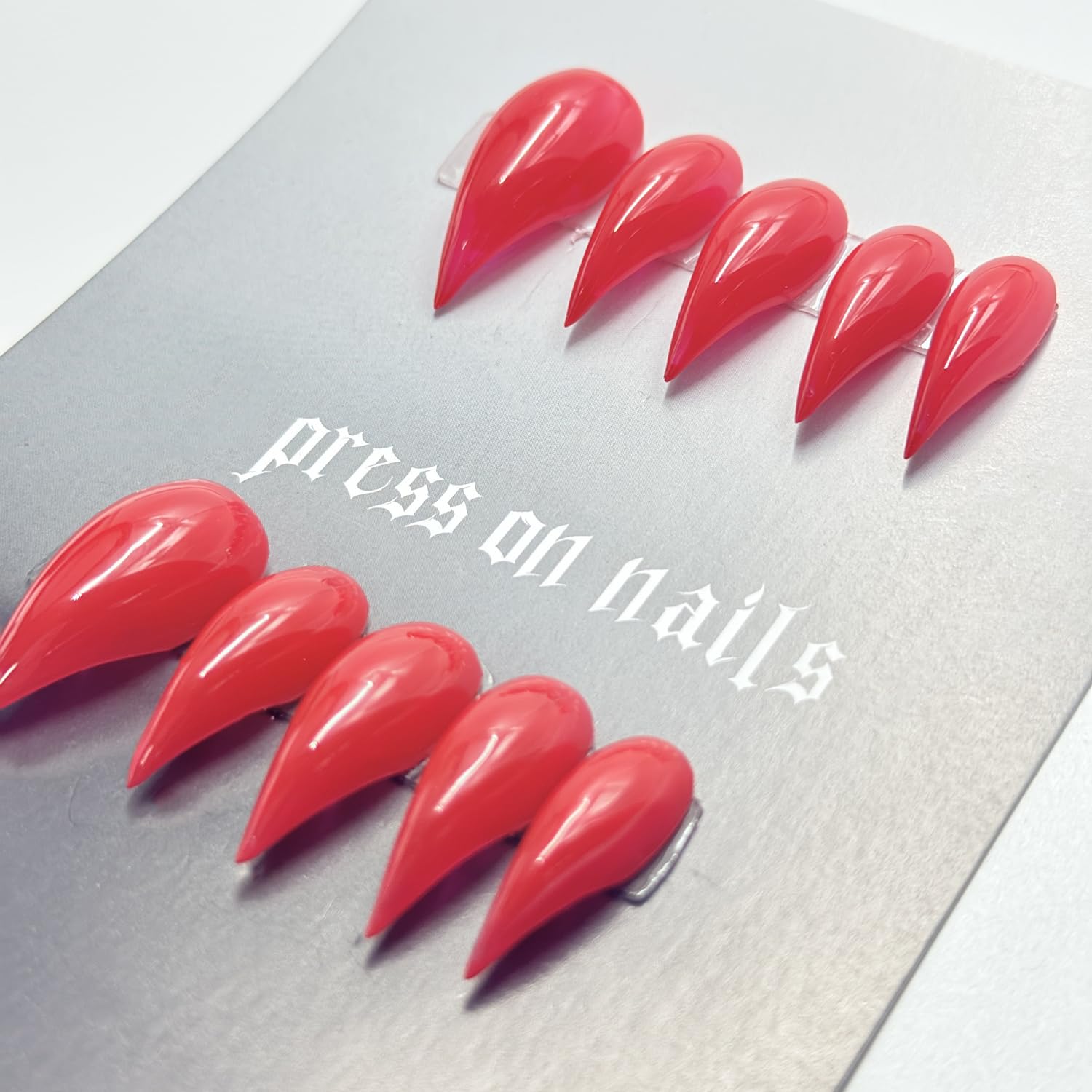 RIICFDD 10 Pcs Christmas Press on Nails – Red Curved Stiletto Eagle Claw False Nails