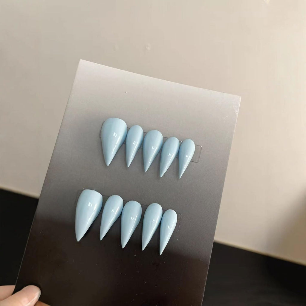 RIICFDD Press On Nails – Medium Blue Stiletto Eagle Claw, Reusable Thick Acrylic Kit
