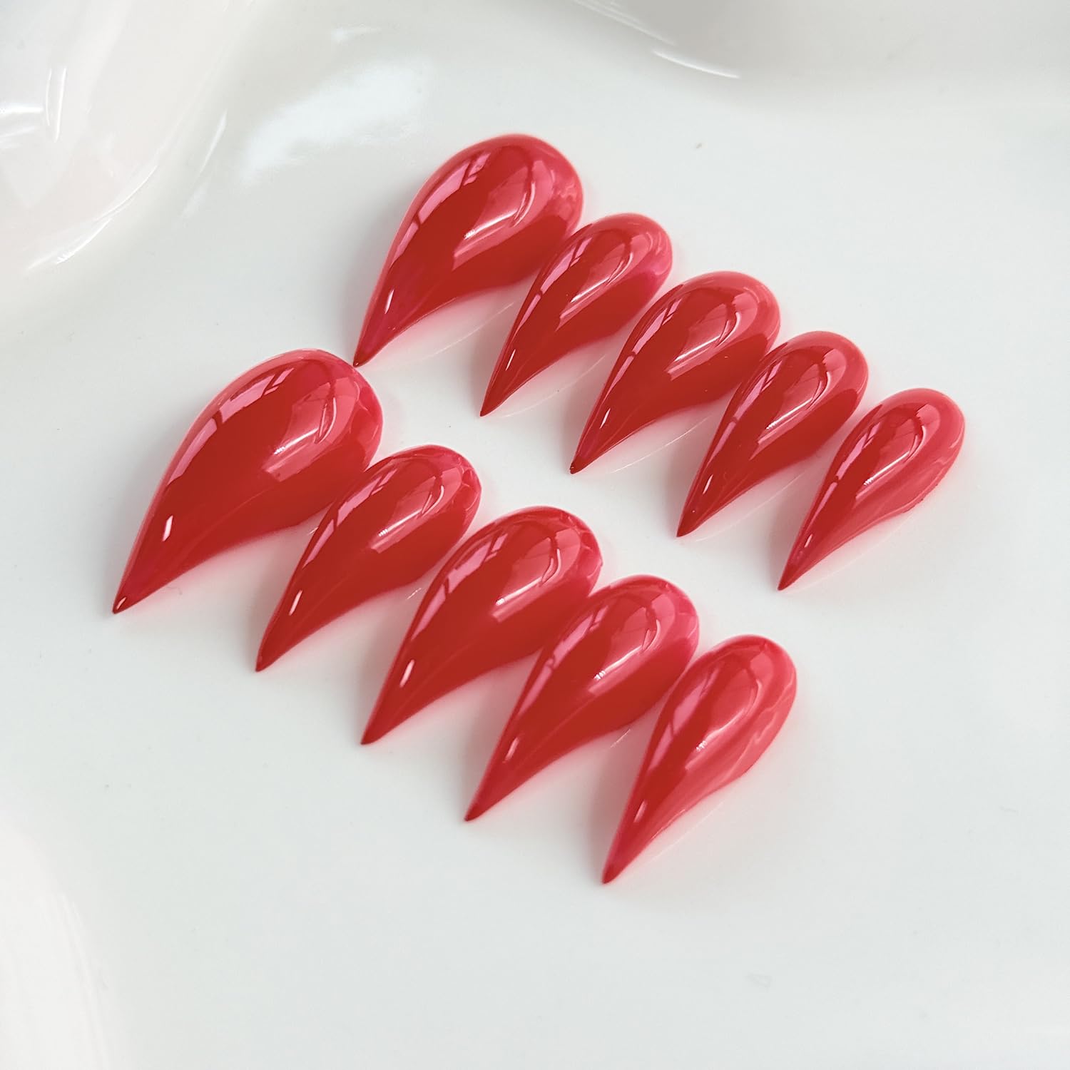 RIICFDD 10 Pcs Christmas Press on Nails – Red Curved Stiletto Eagle Claw False Nails