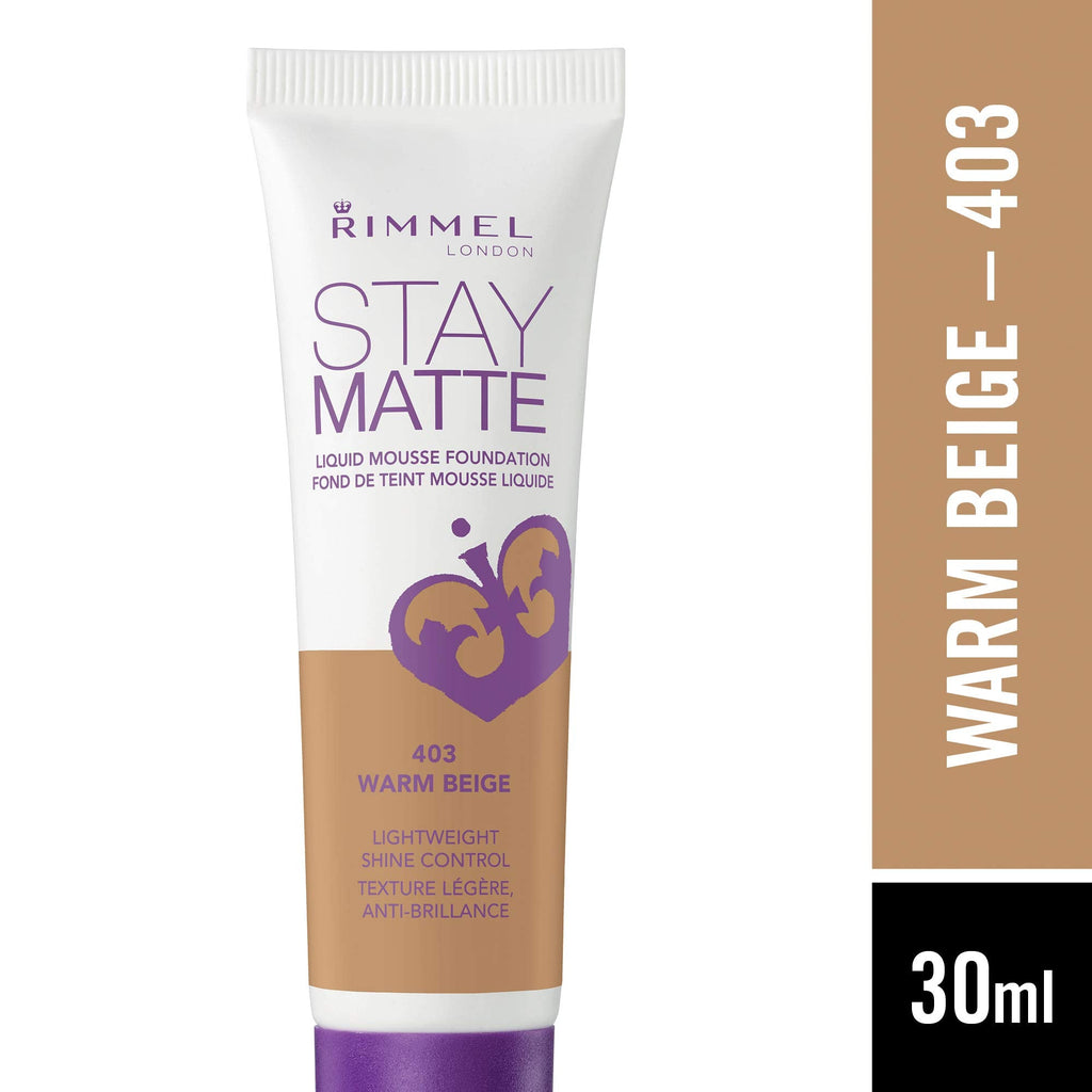 Rimmel Stay Matte Foundation, Warm Beige – Matte, Oil-Free, 1 oz