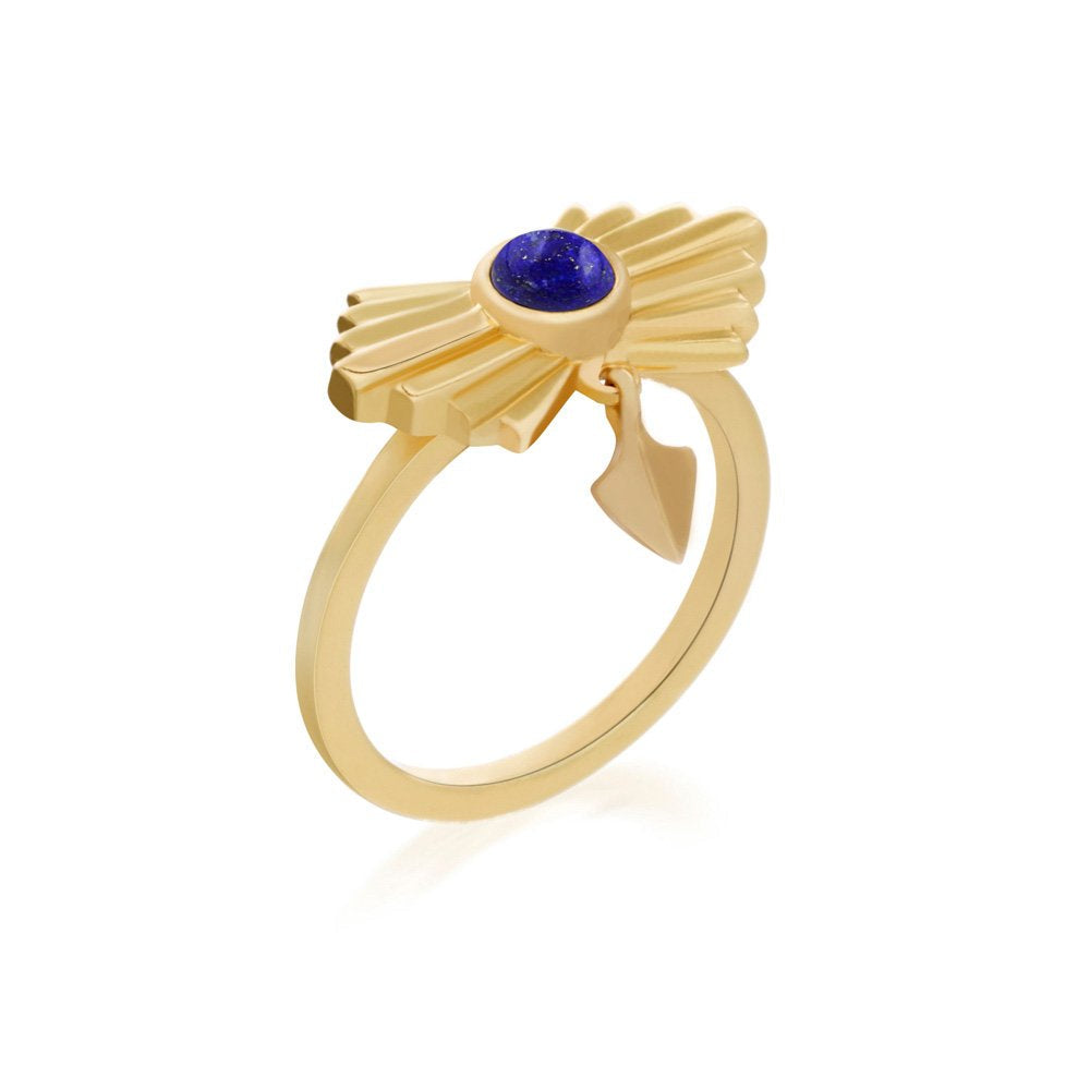 Azteca Gold Vermeil Ring with Lapis Stone