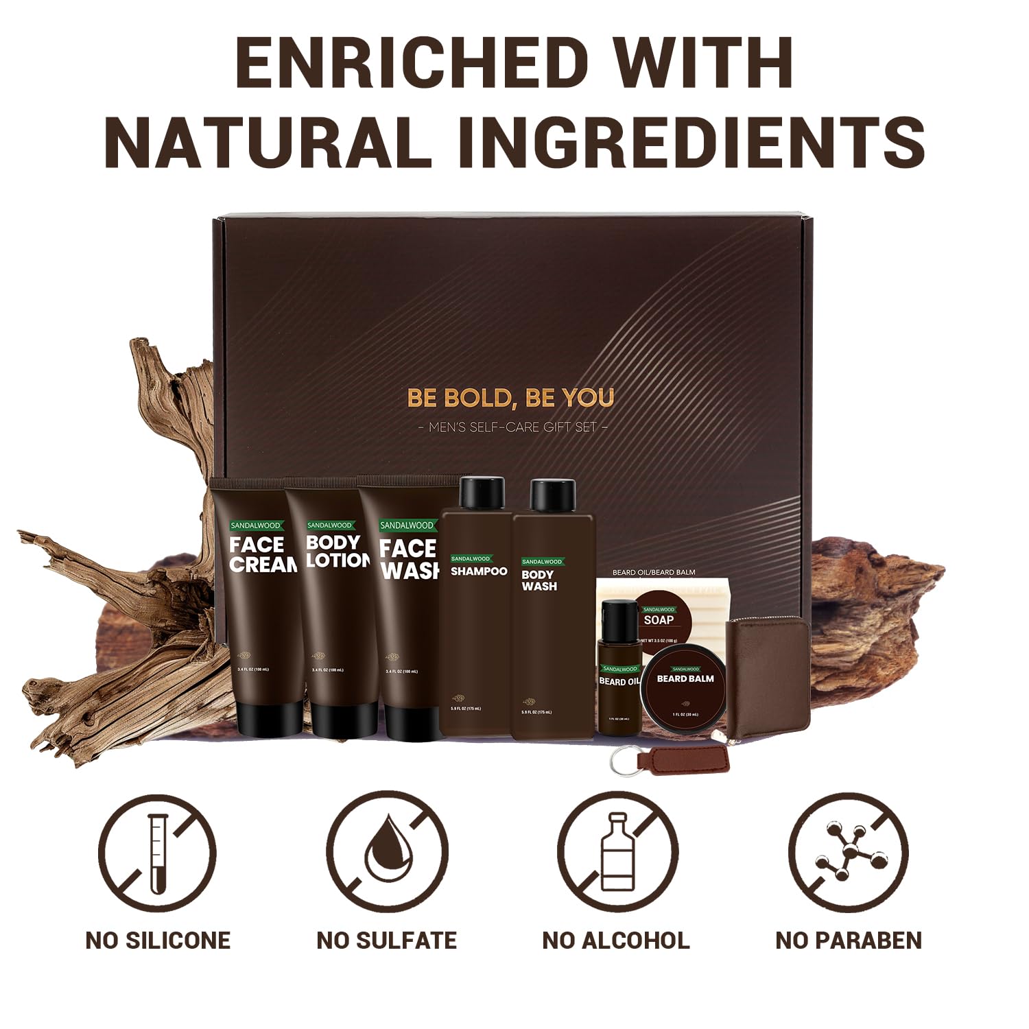 Rinse & Robust Men’s Gift Set – Sandalwood Grooming & Beard Care with Accessories