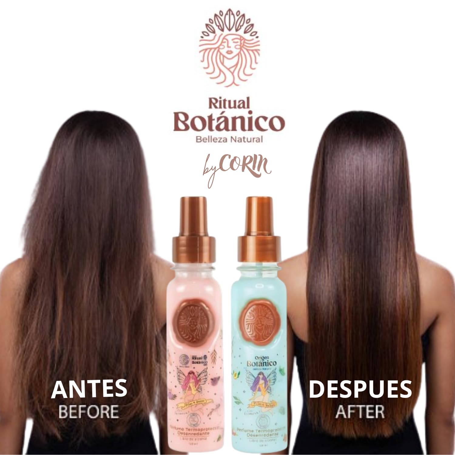 Ritual Botanico Hair Perfume Duo – Thermal Protector, Detangler & Frizz Control with Pheromones (120ml Each) – Leave-In Conditioner Spray