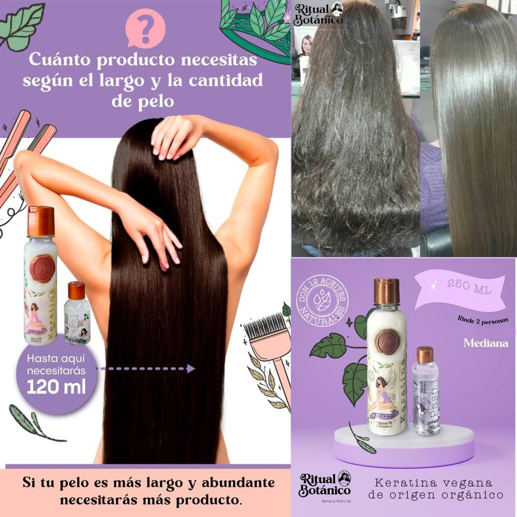 Ritual Botanico Keratina 250ml + Heat Protector 120ml — Organic Vegan Hair Smoothing Kit