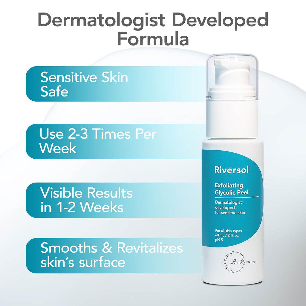 Riversol Glycolic Acid Peel 4% | Gentle AHA Exfoliant for Sensitive Skin | Smooth Texture & Brightening