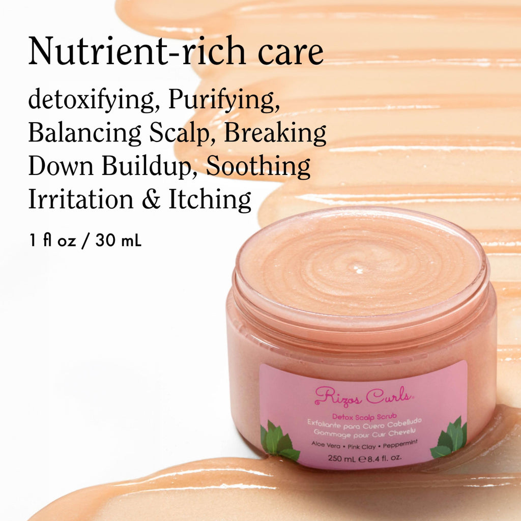 Rizos Curls Detox Scalp Scrub – Exfoliate Buildup & Soothe Scalp with Pink Clay & Peppermint (8.4 oz)