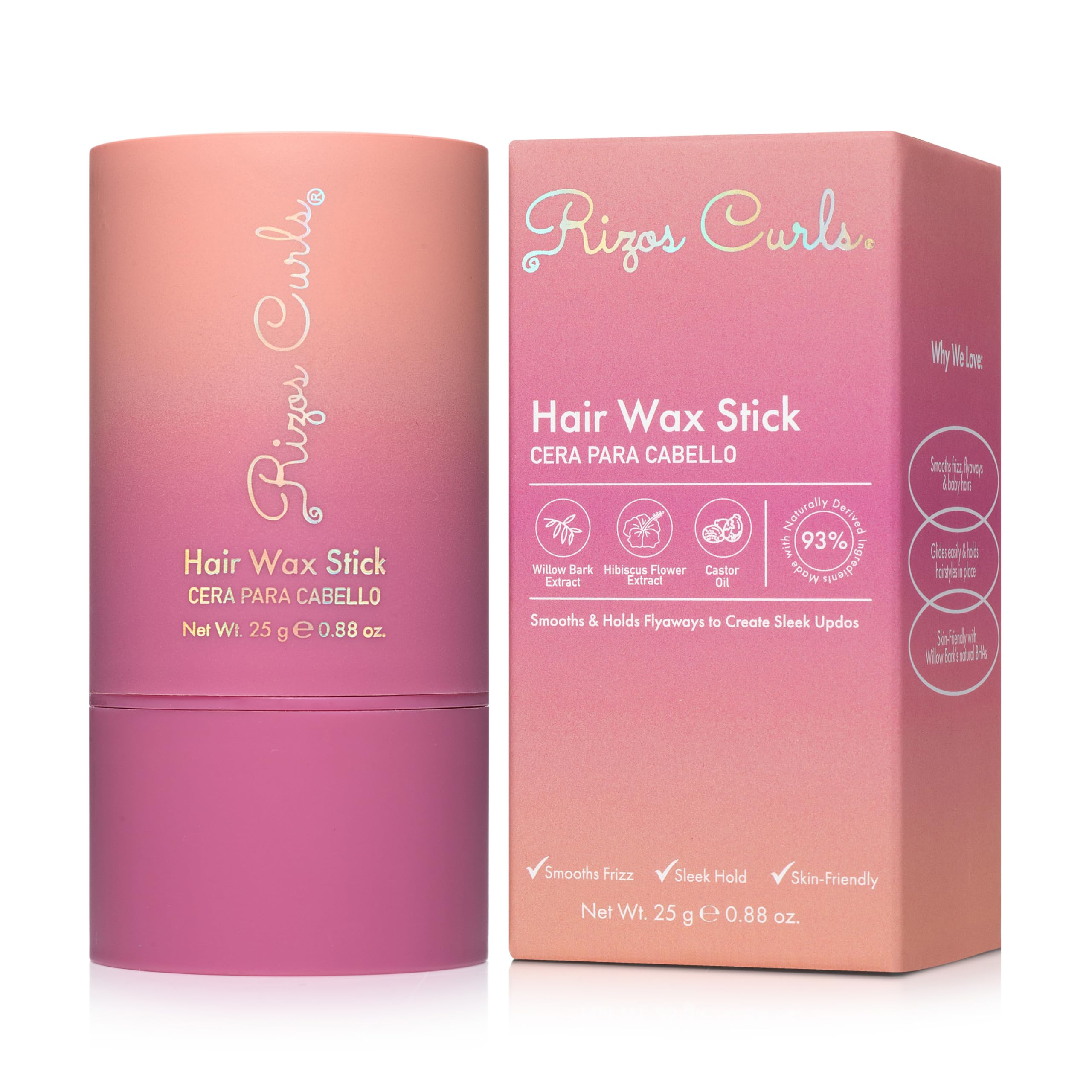 Rizos Curls Hair Wax Stick – Tames Flyaways & Smooth Edges with Castor Oil for All Hair Types