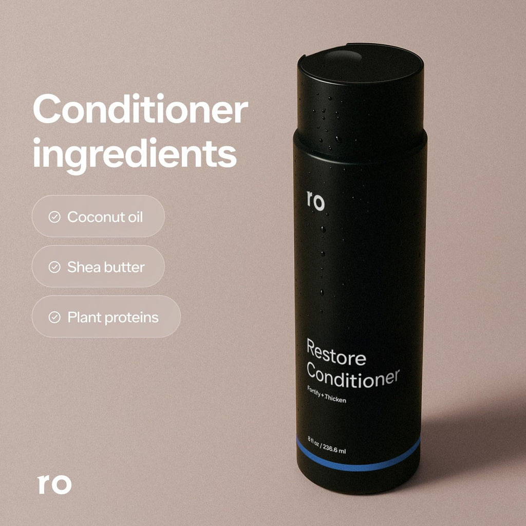 Ro Men's Revive Shampoo & Restore Conditioner Duo | Exfoliate, Clarify, Fortify & Moisturize for Thicker-Looking Hair | Sulfate, Paraben & Phthalate Free | 8 fl oz (Pack of 2)
