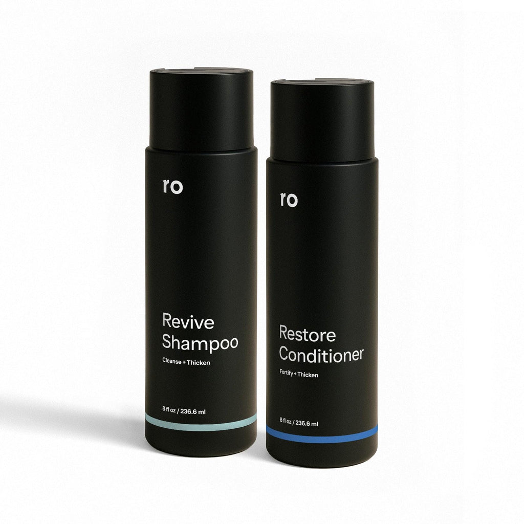 Ro Men's Revive Shampoo & Restore Conditioner Duo | Exfoliate, Clarify, Fortify & Moisturize for Thicker-Looking Hair | Sulfate, Paraben & Phthalate Free | 8 fl oz (Pack of 2)