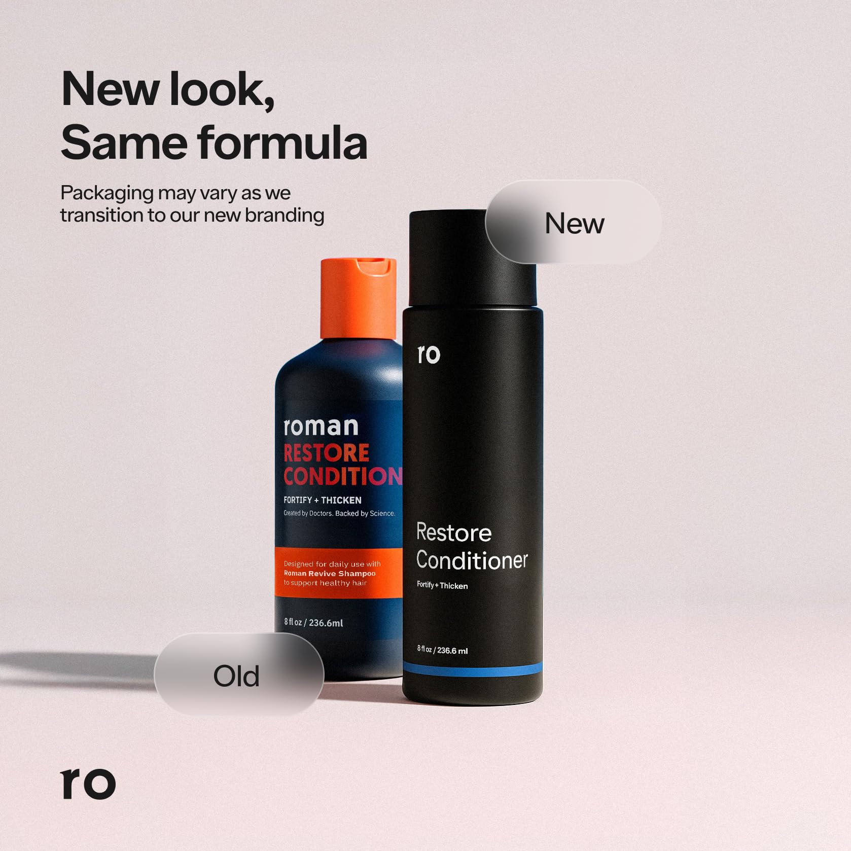 Ro Men's Revive Shampoo & Restore Conditioner Duo | Exfoliate, Clarify, Fortify & Moisturize for Thicker-Looking Hair | Sulfate, Paraben & Phthalate Free | 8 fl oz (Pack of 2)