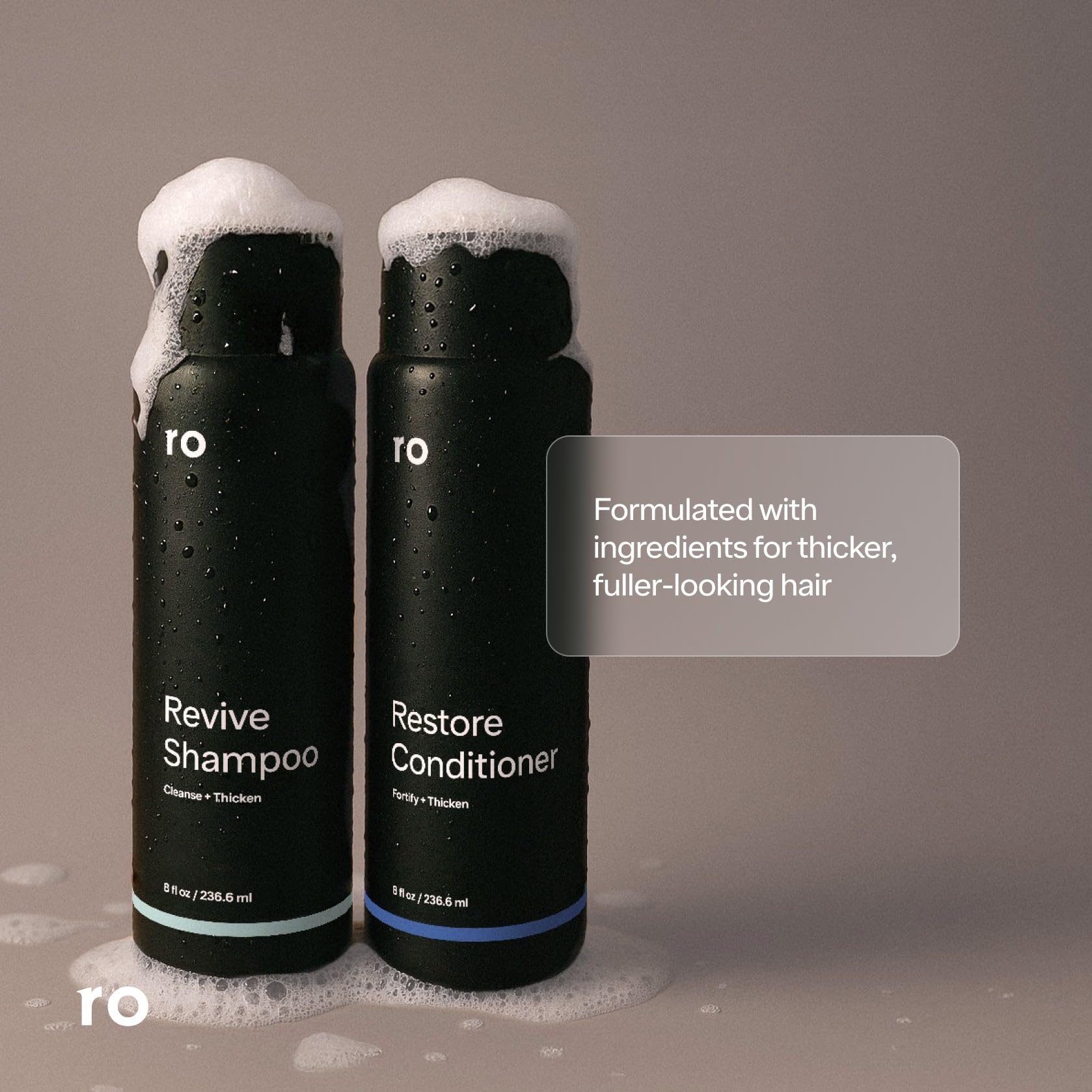 Ro Men's Revive Shampoo & Restore Conditioner Duo | Exfoliate, Clarify, Fortify & Moisturize for Thicker-Looking Hair | Sulfate, Paraben & Phthalate Free | 8 fl oz (Pack of 2)