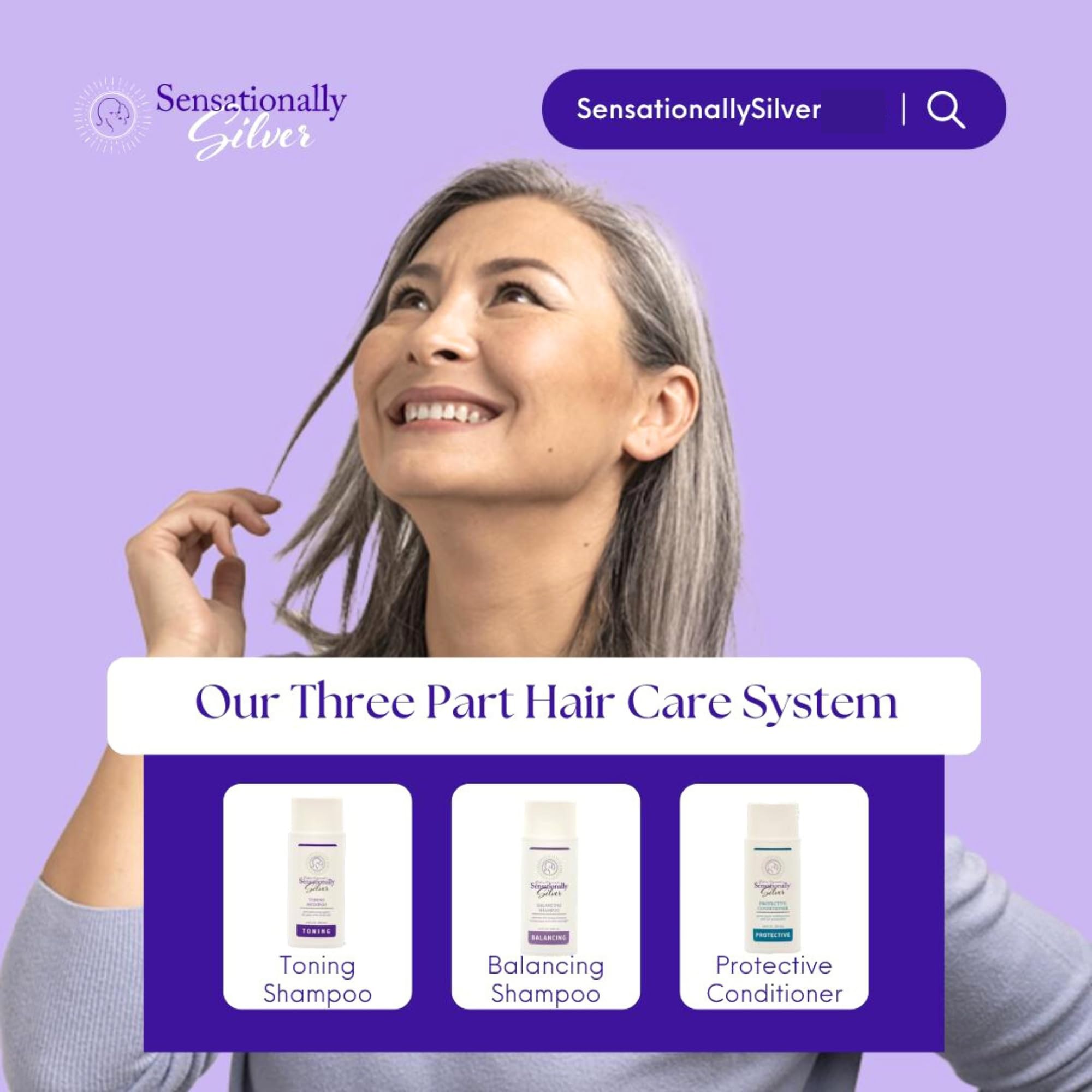 Robin Norwood's Sensationally Silver Toning Shampoo – Purple Shampoo for Gray & White Hair – Restores Shine & Neutralizes Yellowing – 6.8 oz