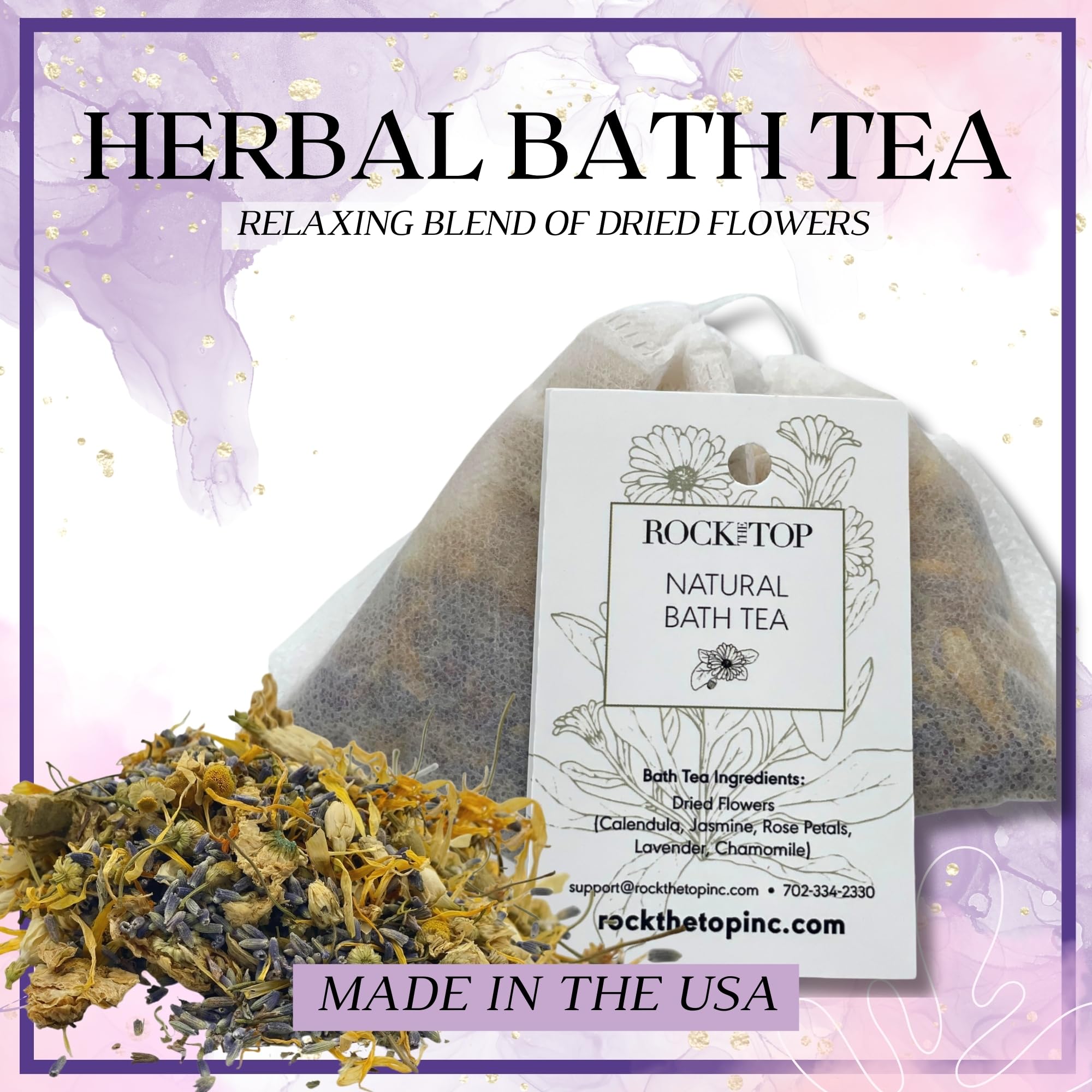 Rock the Top USA Made Self Care Gift Box | Lavender Bath Bombs & Epsom Salt Soak