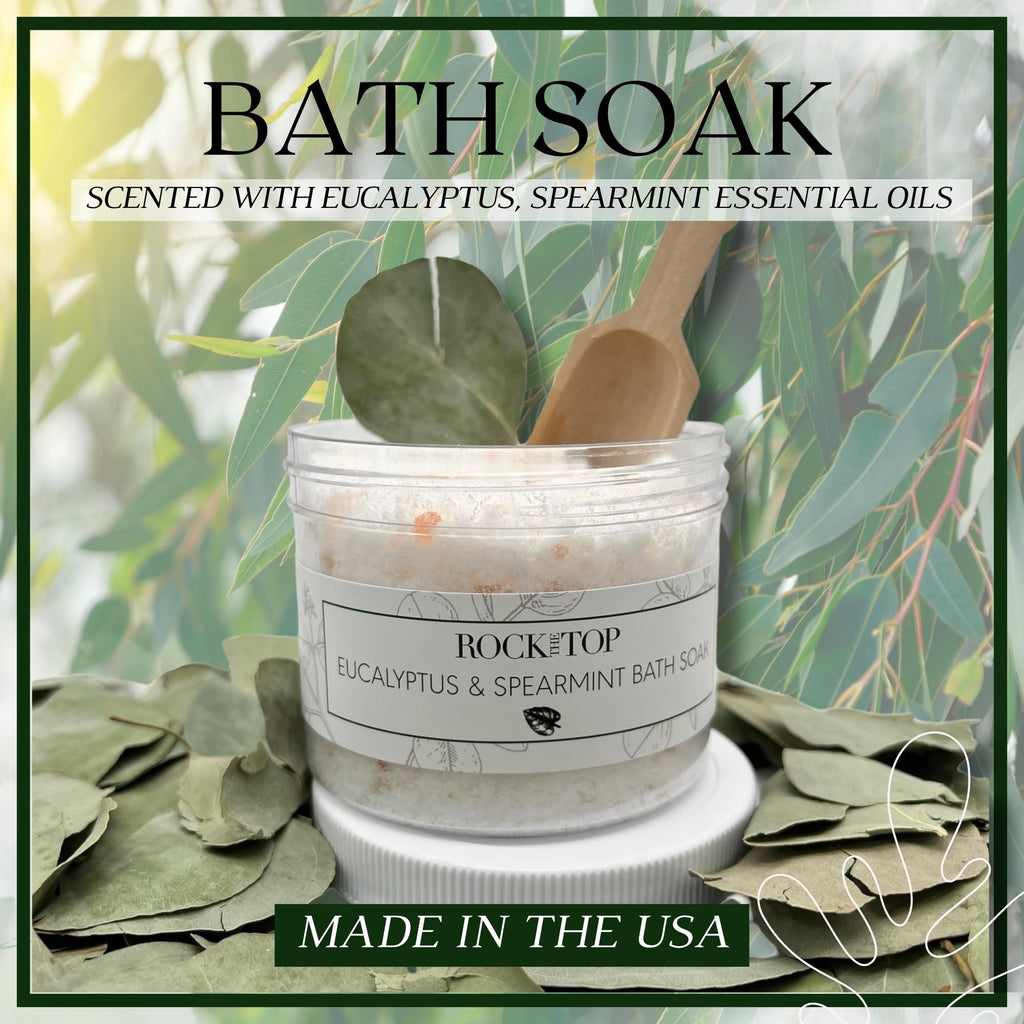 Rock the Top USA MADE Eucalyptus Spearmint Spa Gift Basket – 6 Self-Care Gifts for Women