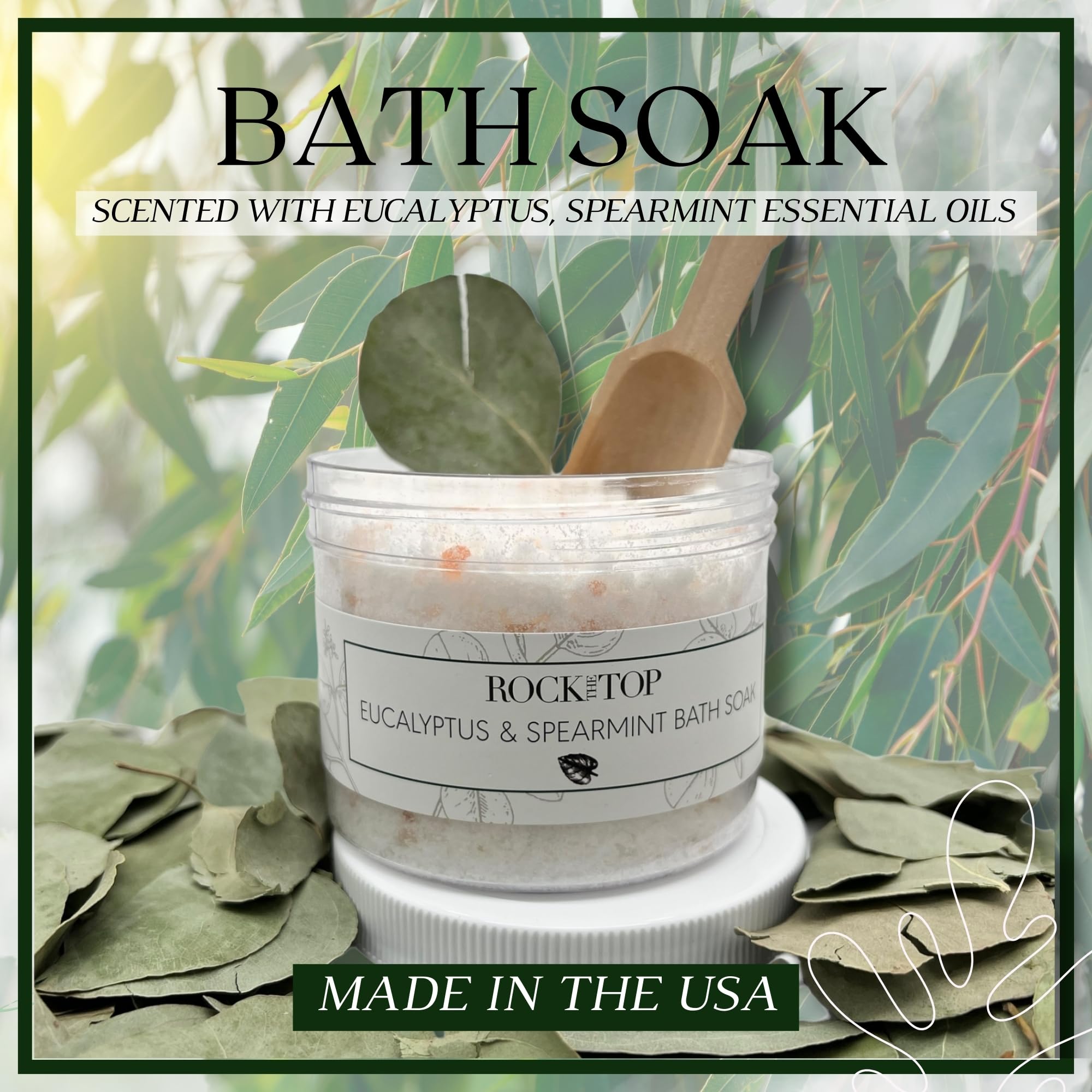 Rock the Top USA MADE Eucalyptus Spearmint Spa Gift Basket – 6 Self-Care Gifts for Women