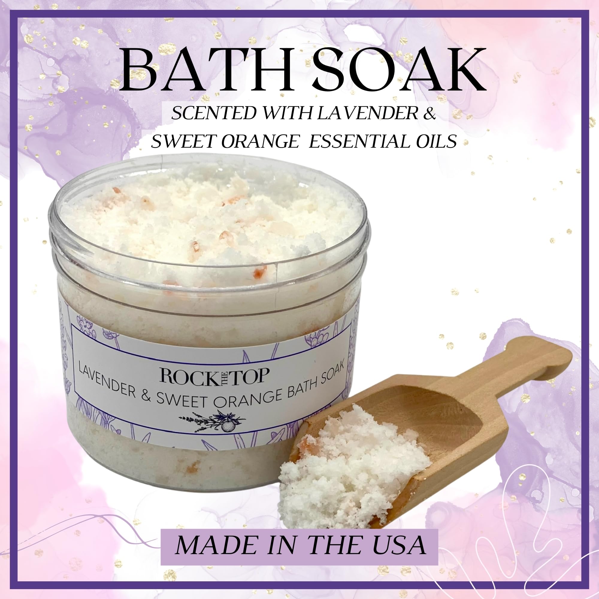 Rock the Top USA Made Self Care Gift Box | Lavender Bath Bombs & Epsom Salt Soak