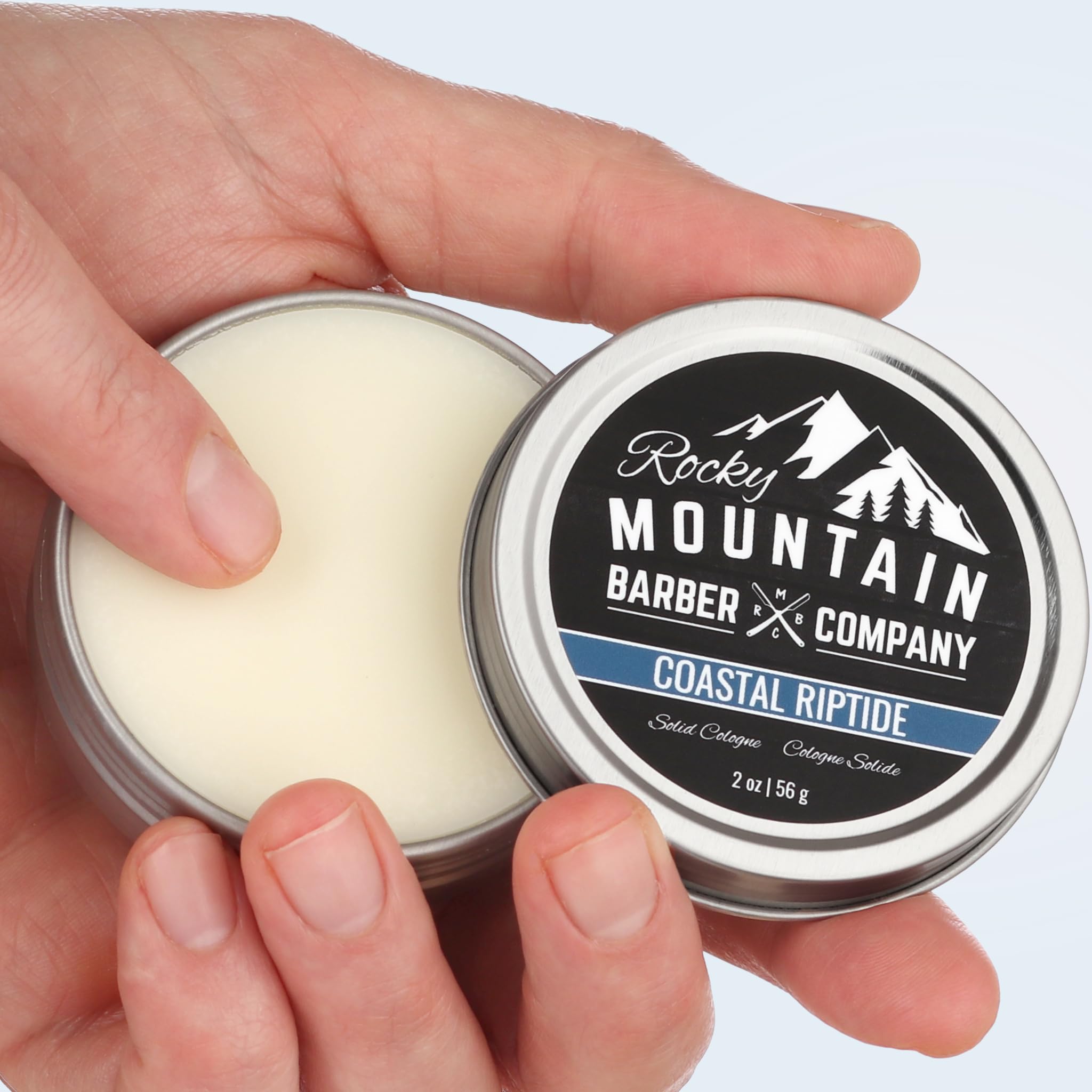 Rocky Mountain Barber Company Solid Cologne for Men – Coastal Riptide, 2 oz – Coconut Oil & Shea Butter