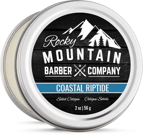 Rocky Mountain Barber Company Solid Cologne for Men – Coastal Riptide, 2 oz – Coconut Oil & Shea Butter