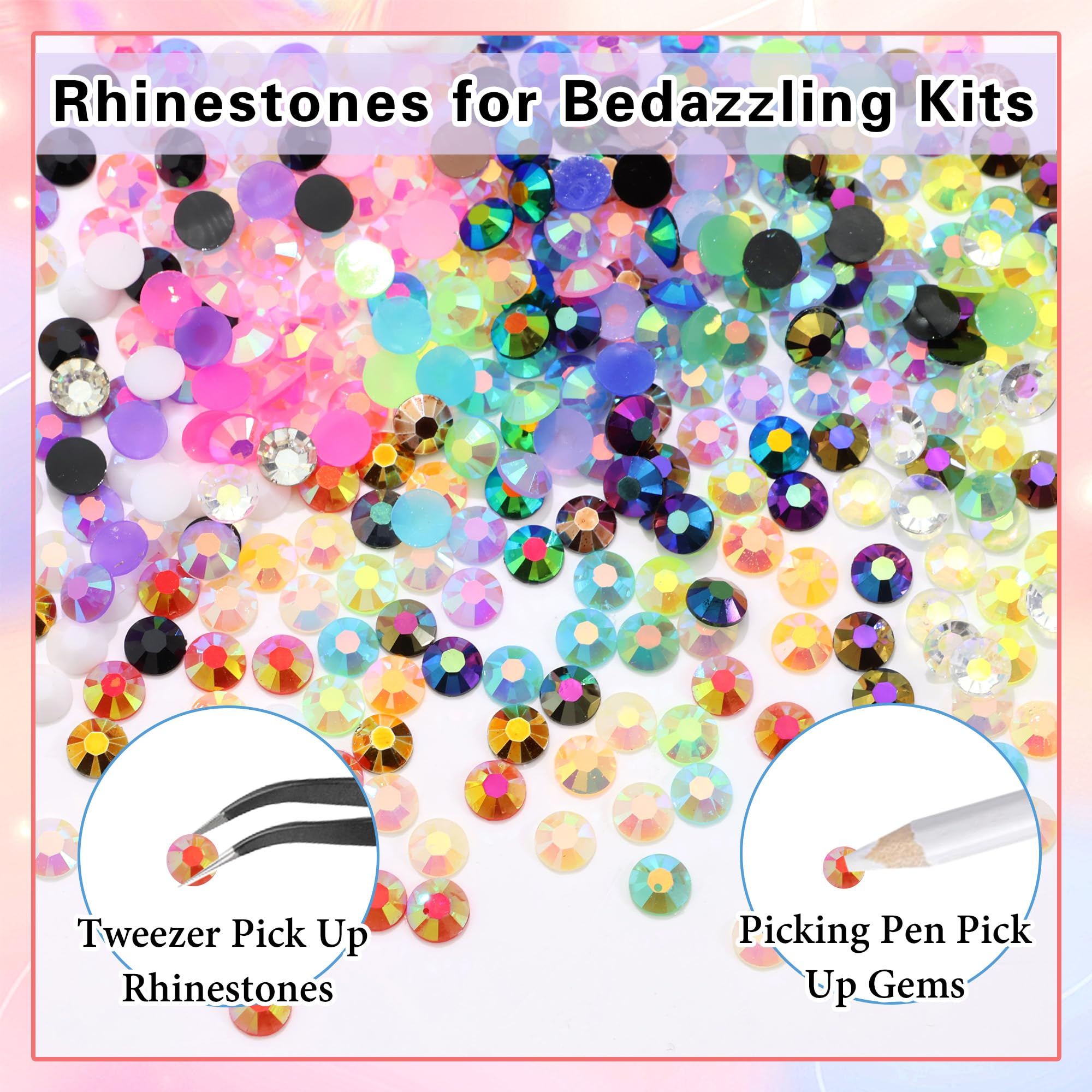 RODAKY Resin Jelly Rhinestones – 24-Color 5mm Nail Art Gems Kit