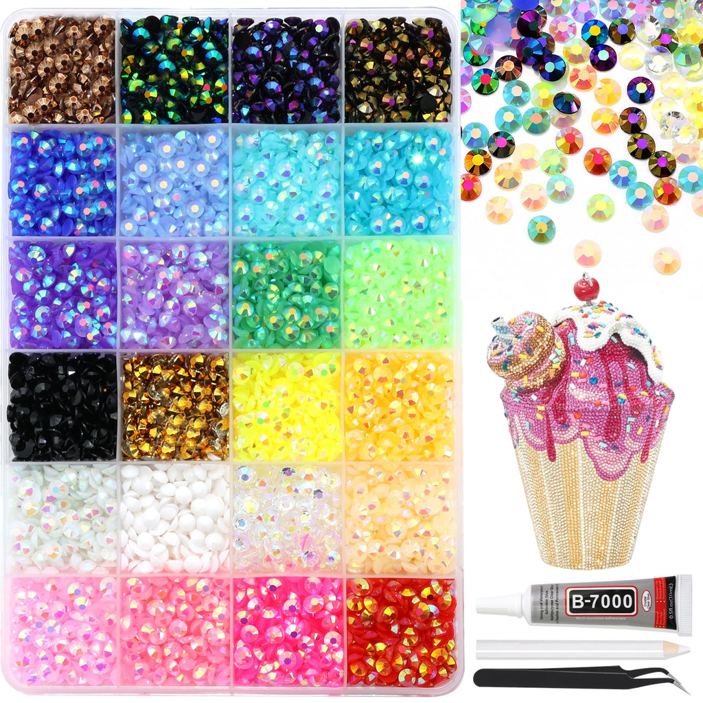 RODAKY Resin Jelly Rhinestones – 24-Color 5mm Nail Art Gems Kit