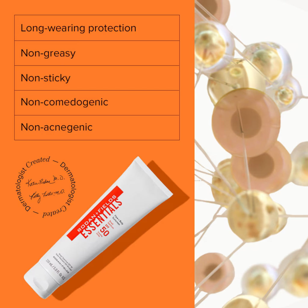 Rodan + Fields Essentials Face & Body Sunscreen SPF 50 | 150 mL | Water-Resistant Daily Moisturizer