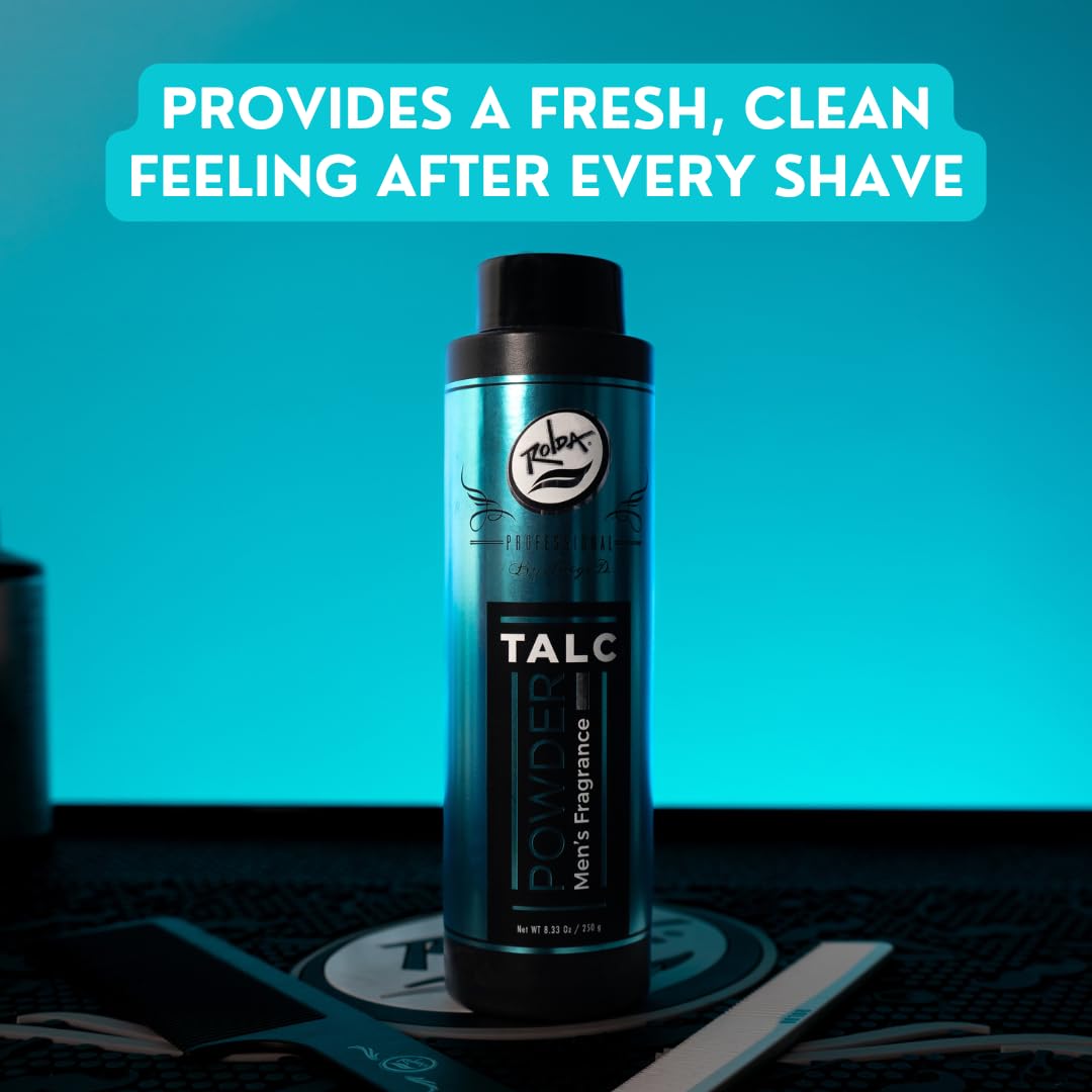 Rolda Men's Barber Talc Powder | Highly Absorbent After-Shave Solution for Fresh, Calm Skin