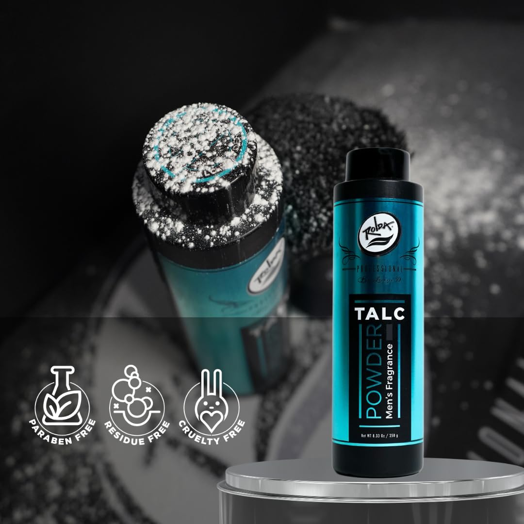 Rolda Men's Barber Talc Powder | Highly Absorbent After-Shave Solution for Fresh, Calm Skin